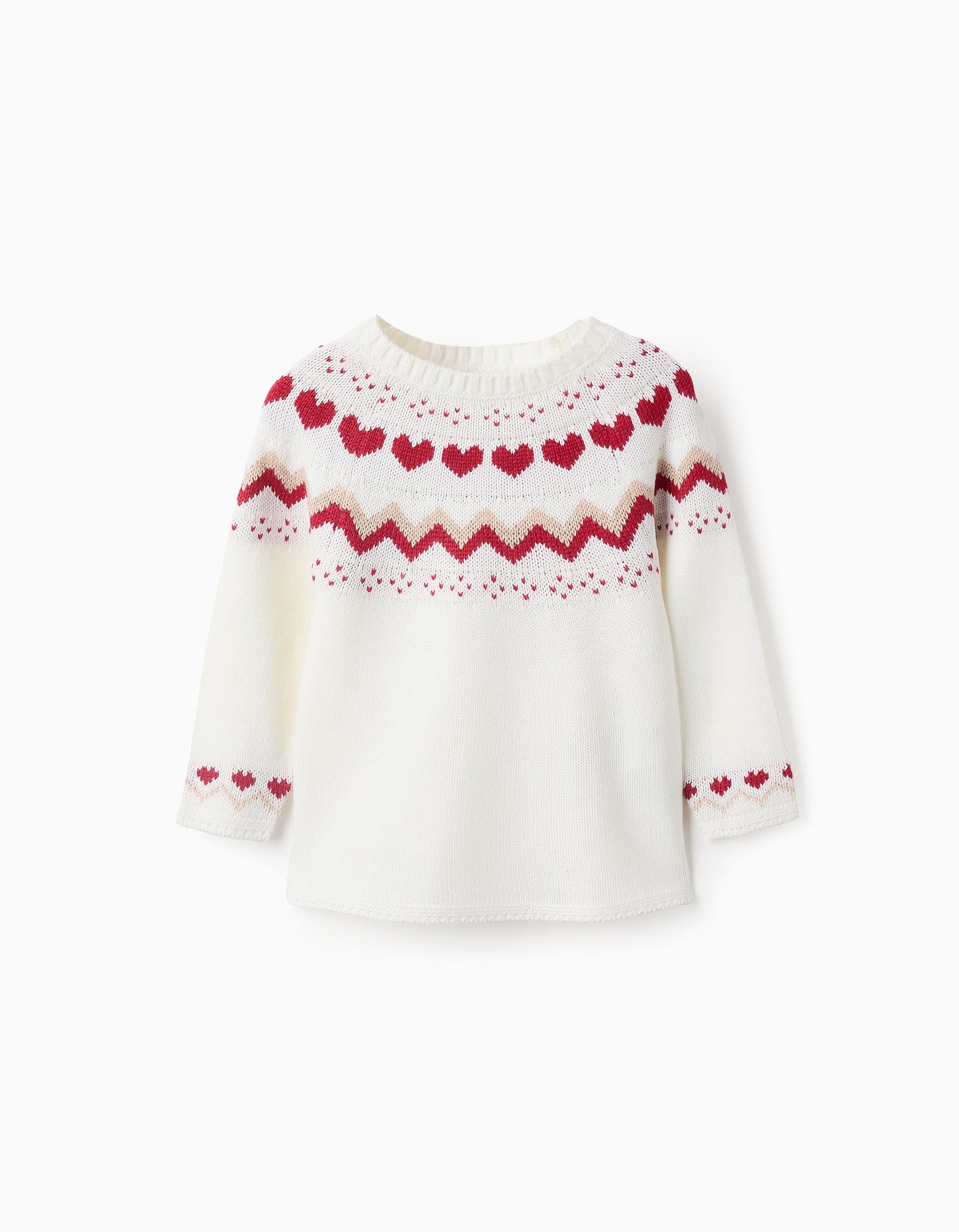 Jumper with Jacquard for Baby Girls, White