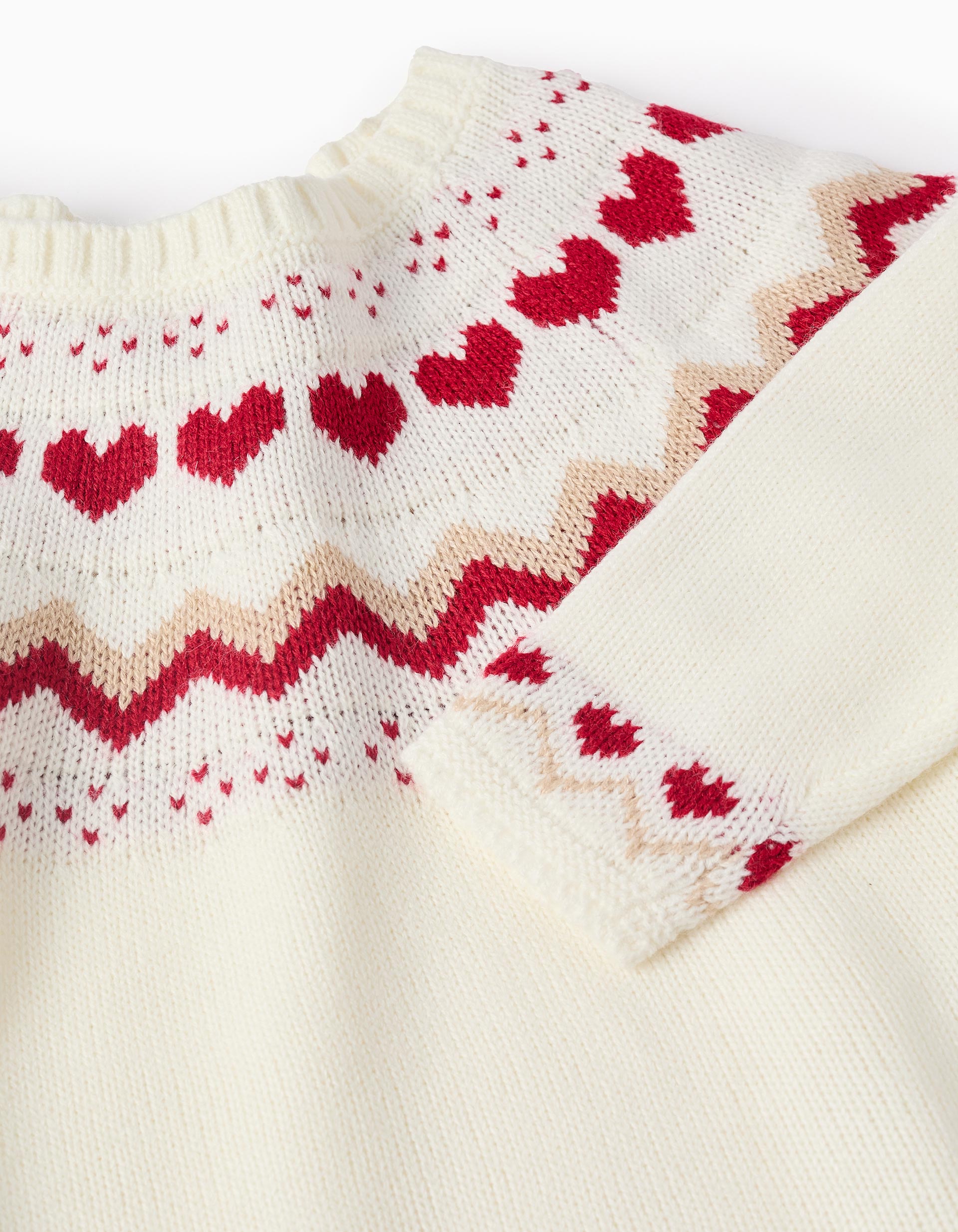 Jumper with Jacquard for Baby Girls, White