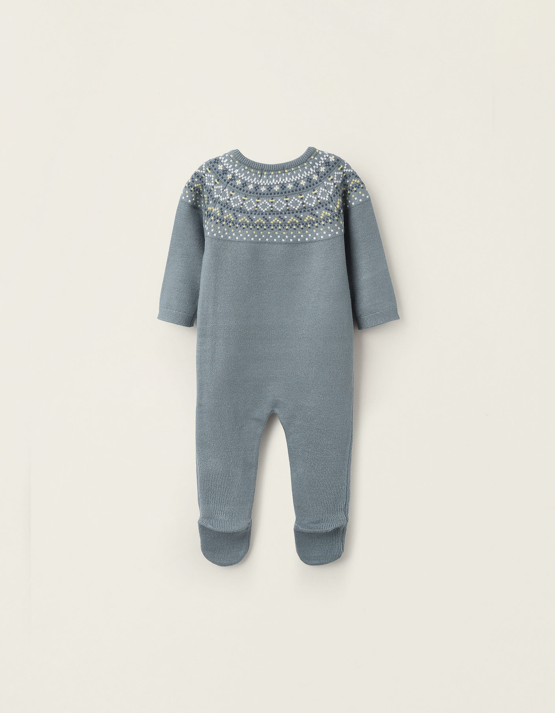 Babygrow de Malha com Jacquard para Recém-Nascido, Azul