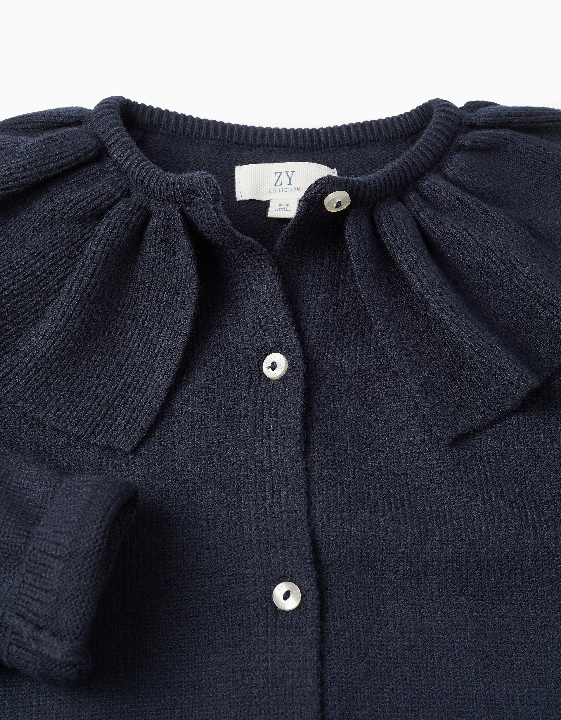 Cardigan with Ruffles for Girls, Dark Blue