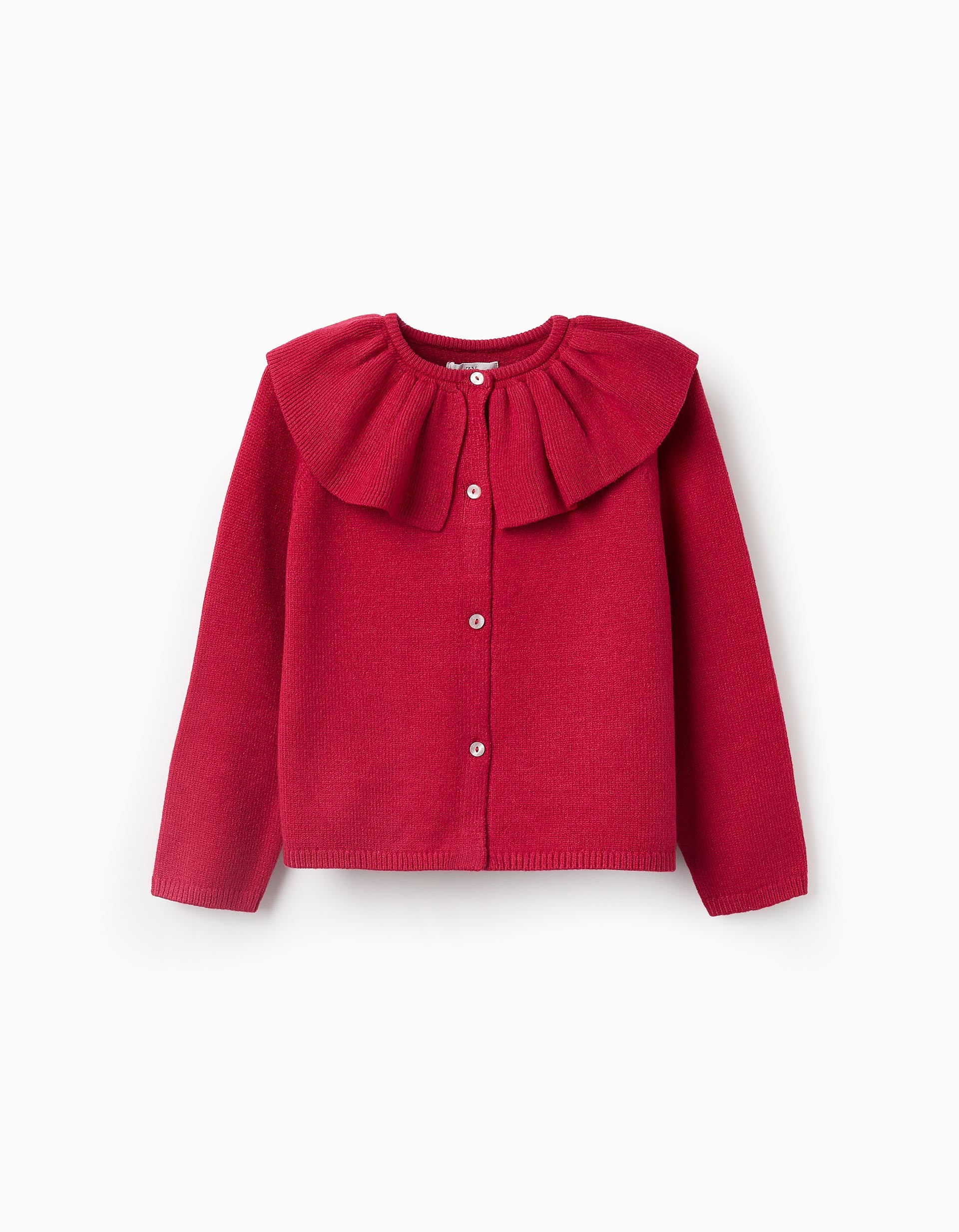 Chaqueta de Punto con Volantes para Niña, Rojo