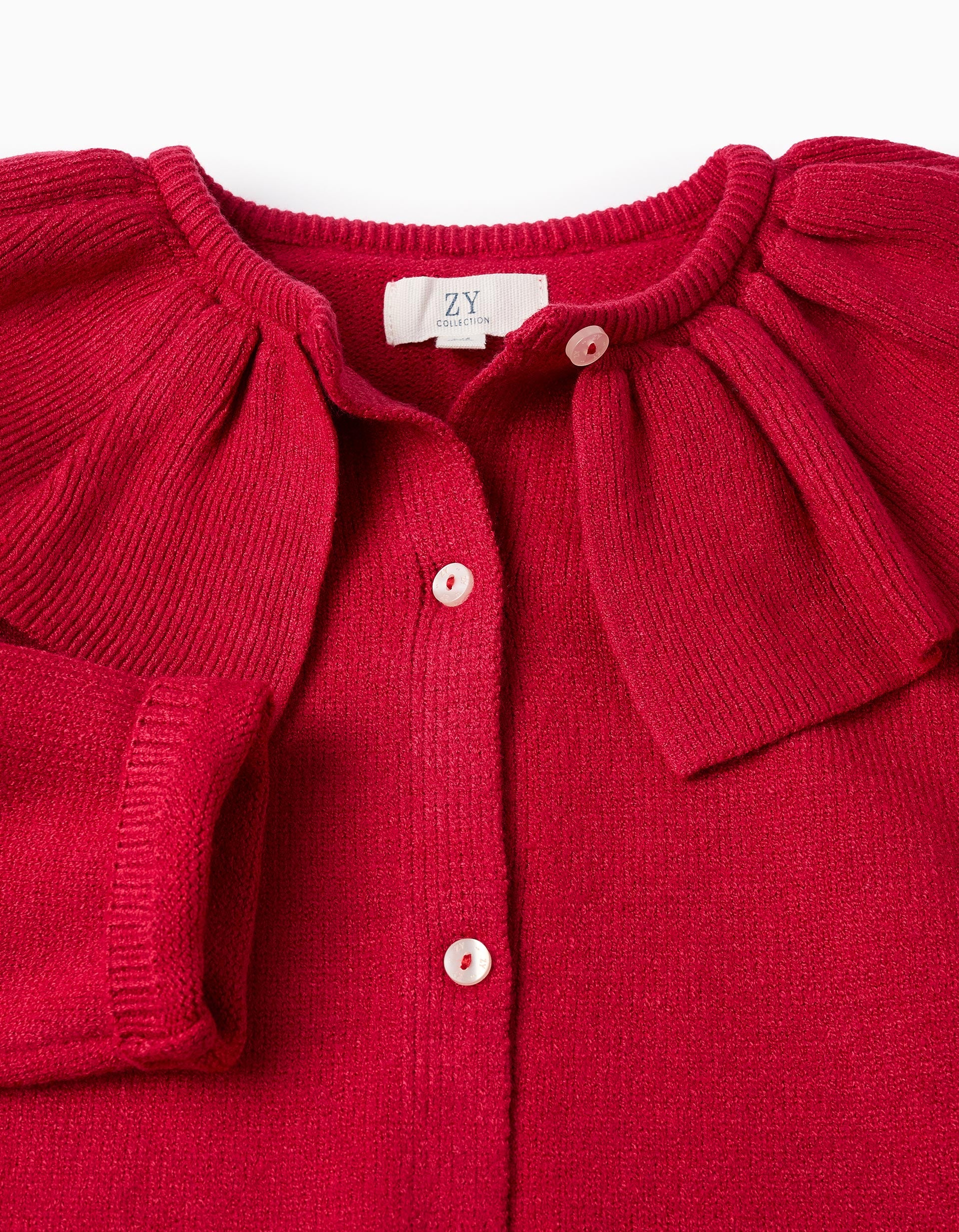 Chaqueta de Punto con Volantes para Niña, Rojo