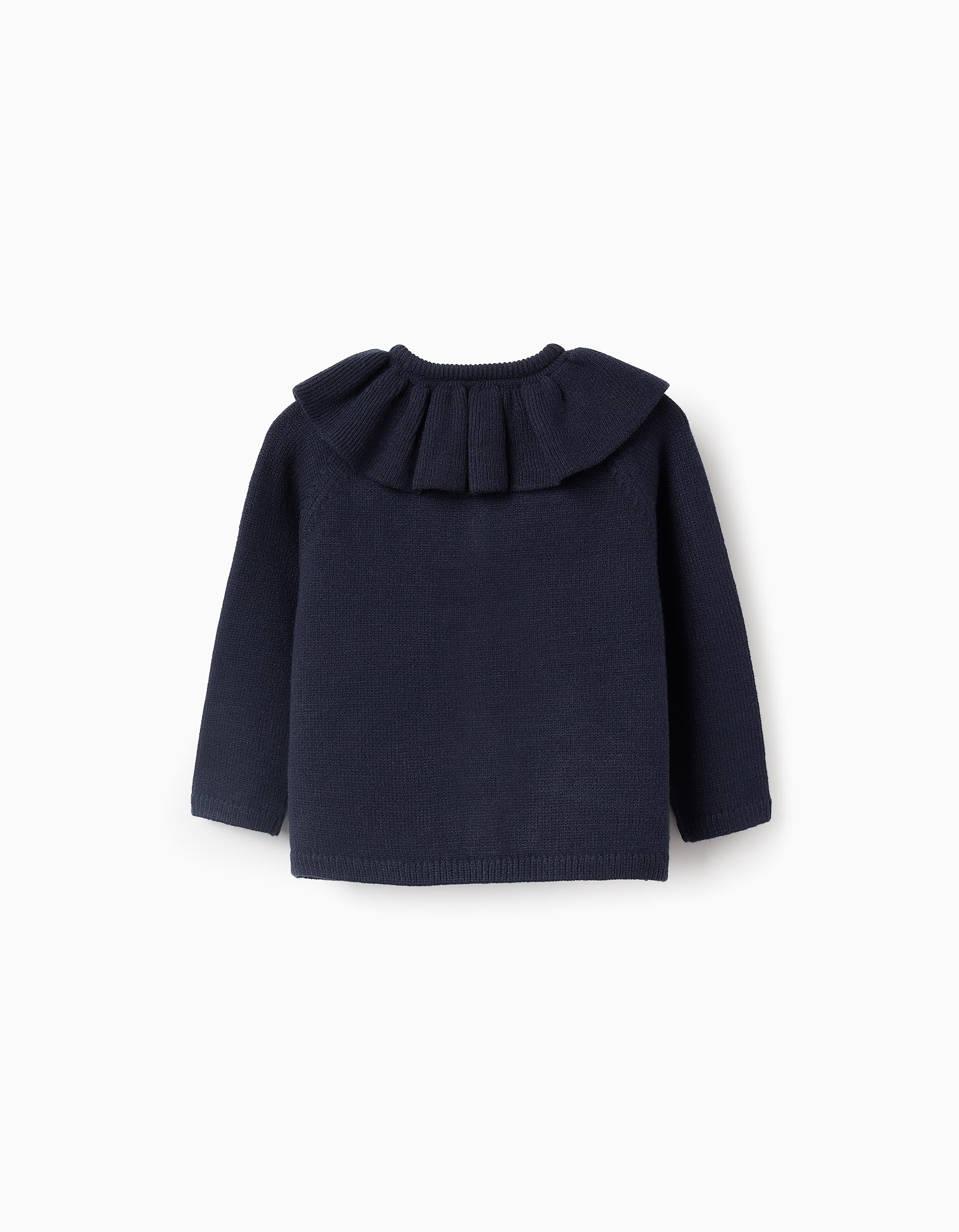 Chaqueta de Punto con Volantes para Bebé Niña, Azul Oscuro