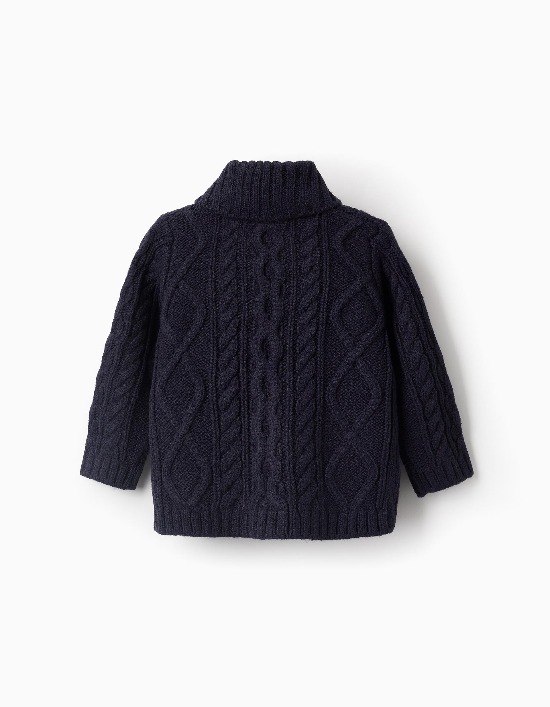 Gilet en Maille avec Col Châle pour Bébé Garçon, Bleu Foncé