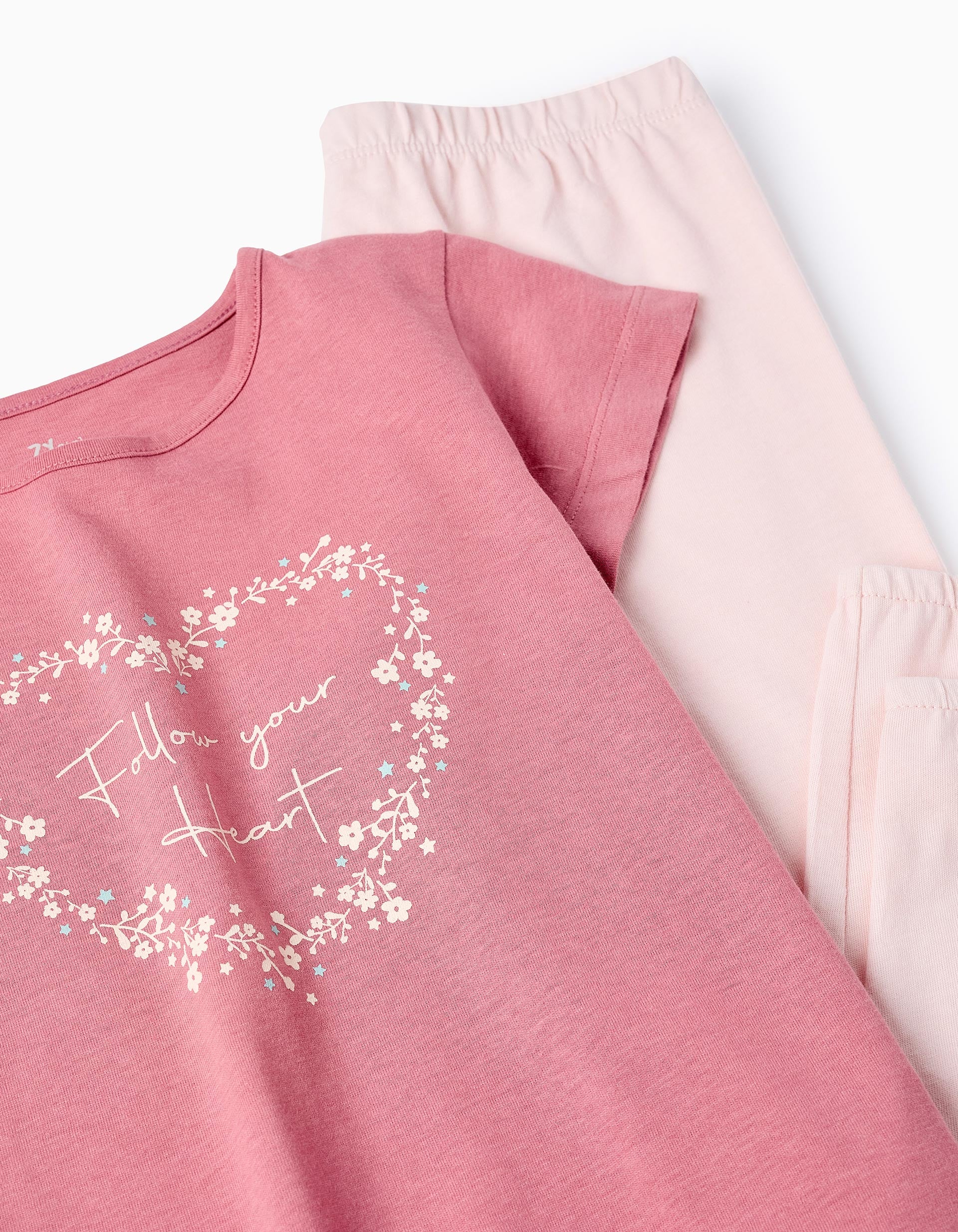 Pijama de Algodón para Niña 'Corazón', Rosa