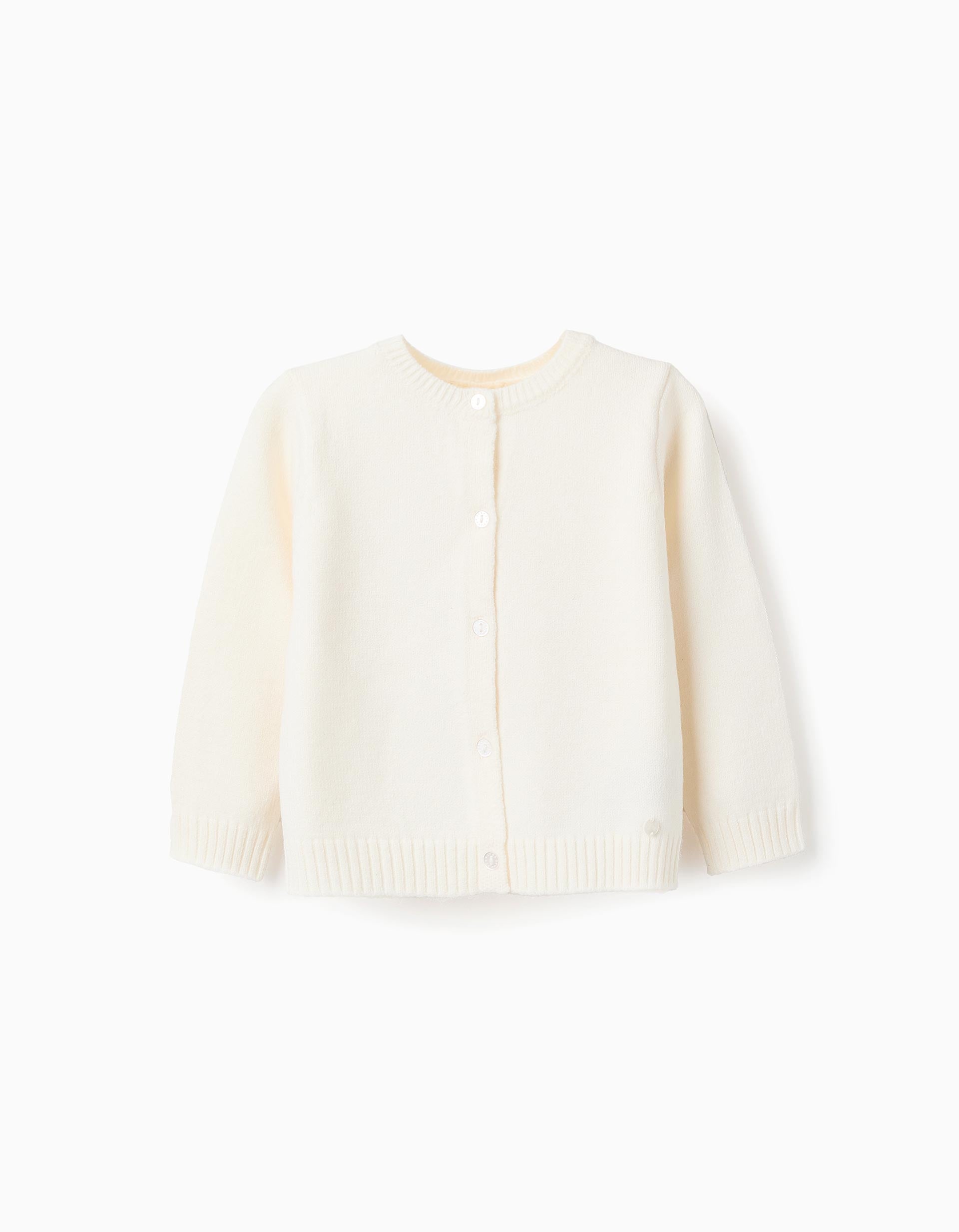 Chaqueta de Punto Clásico para Bebé Niña, Blanco