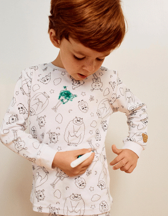 Colouring Pyjamas for Babies and Children 'Emotions', White