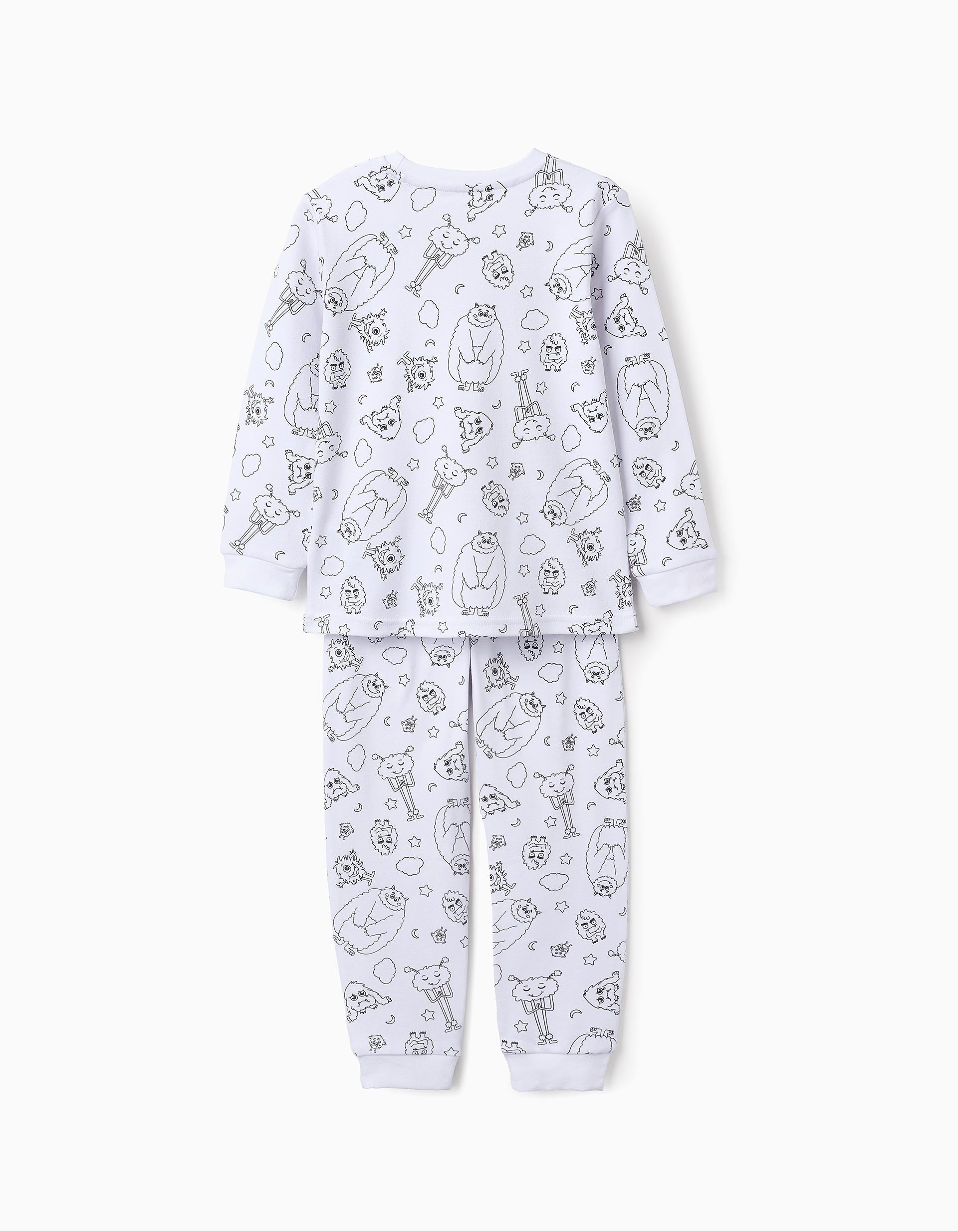 Pijama para Colorir + Marcadores para Bebé e Criança 'Emoções', Branco