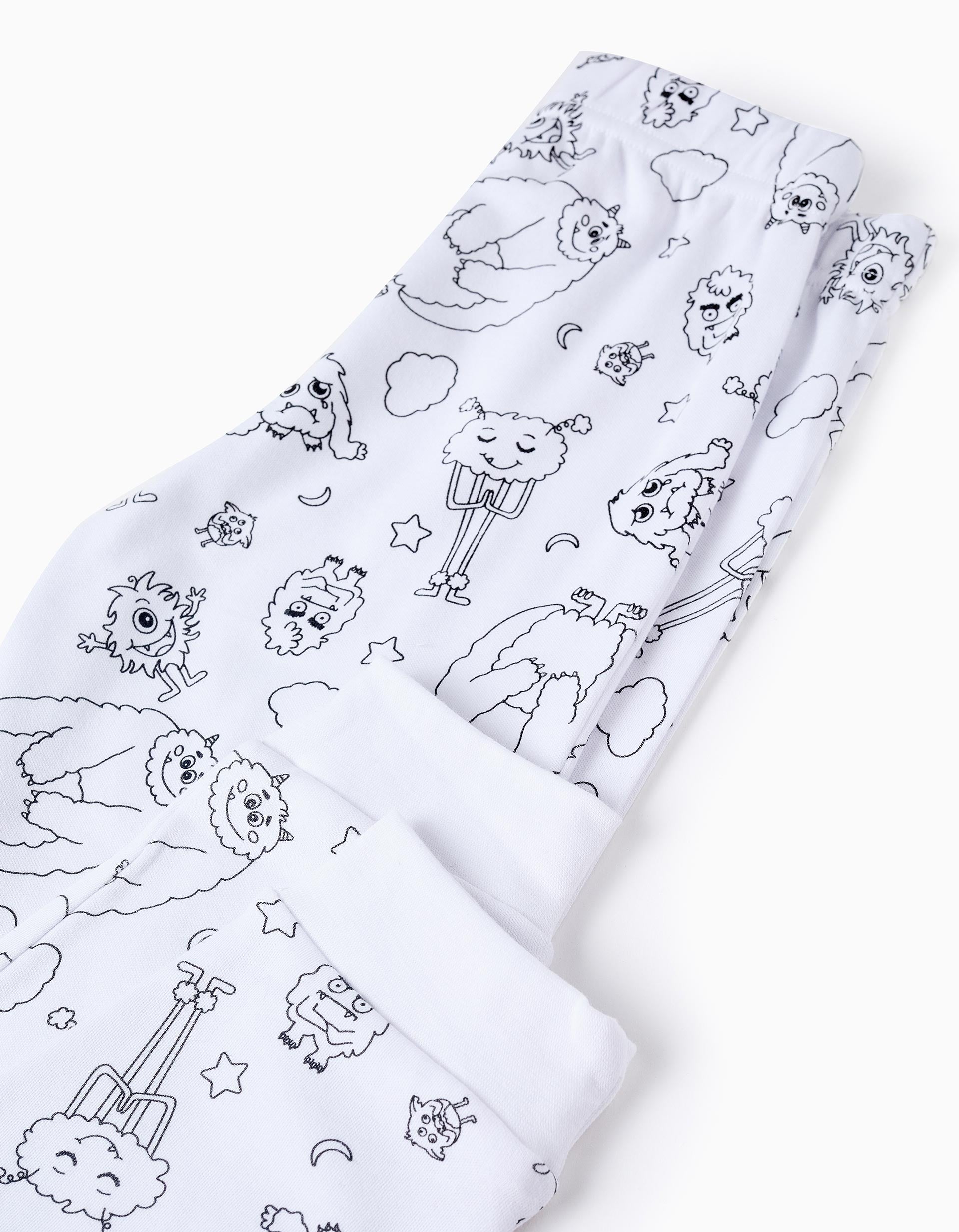 Pijama para Colorir + Marcadores para Bebé e Criança 'Emoções', Branco