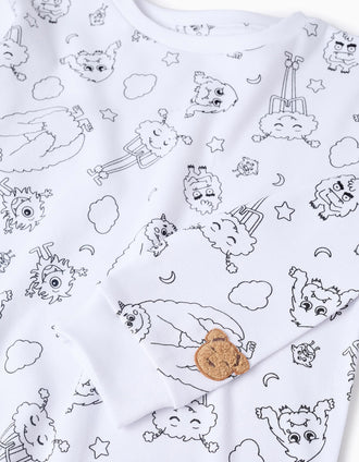 Colouring Pyjamas for Babies and Children 'Emotions', White