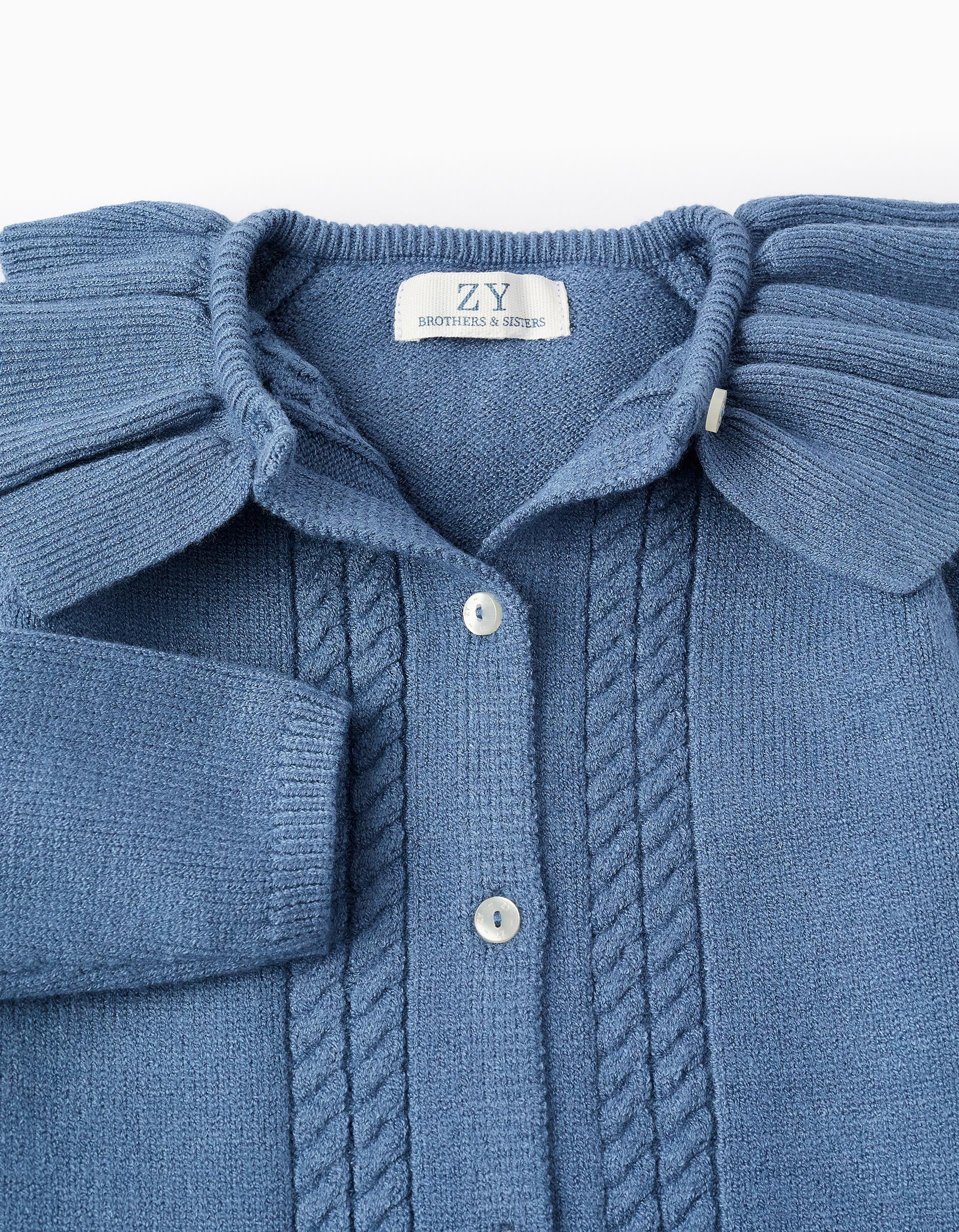 Chaqueta de Punto con Volantes para Bebé Niña 'B&S', Azul