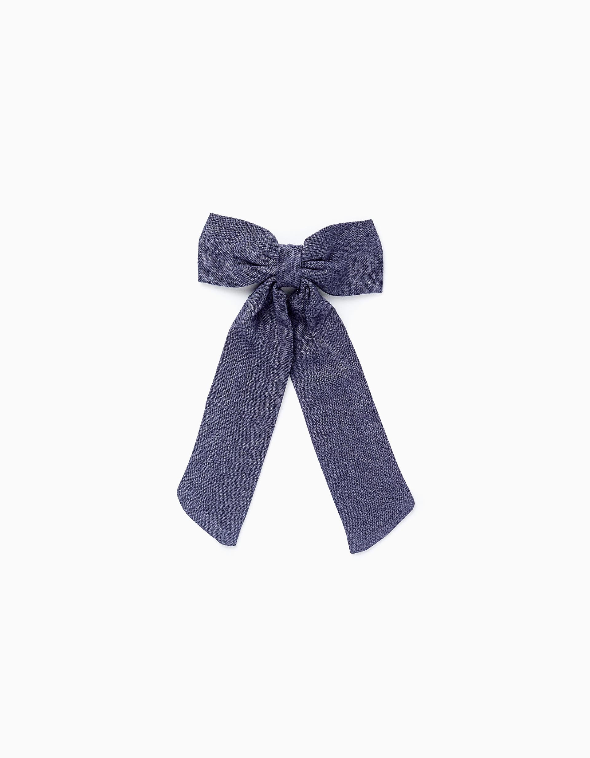 Barrette à Cheveux avec Nœud en Tissu pour Bébé et Fille, Bleu Foncé