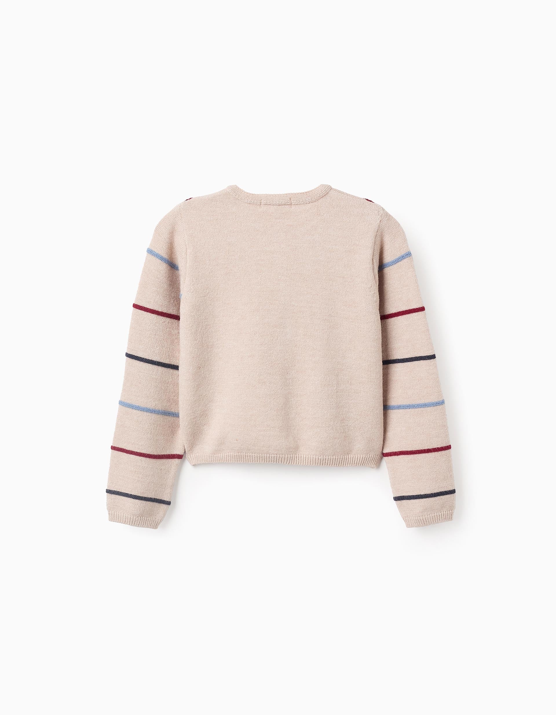 Jumper with Embossed Stripes for Girls 'B&S', Beige