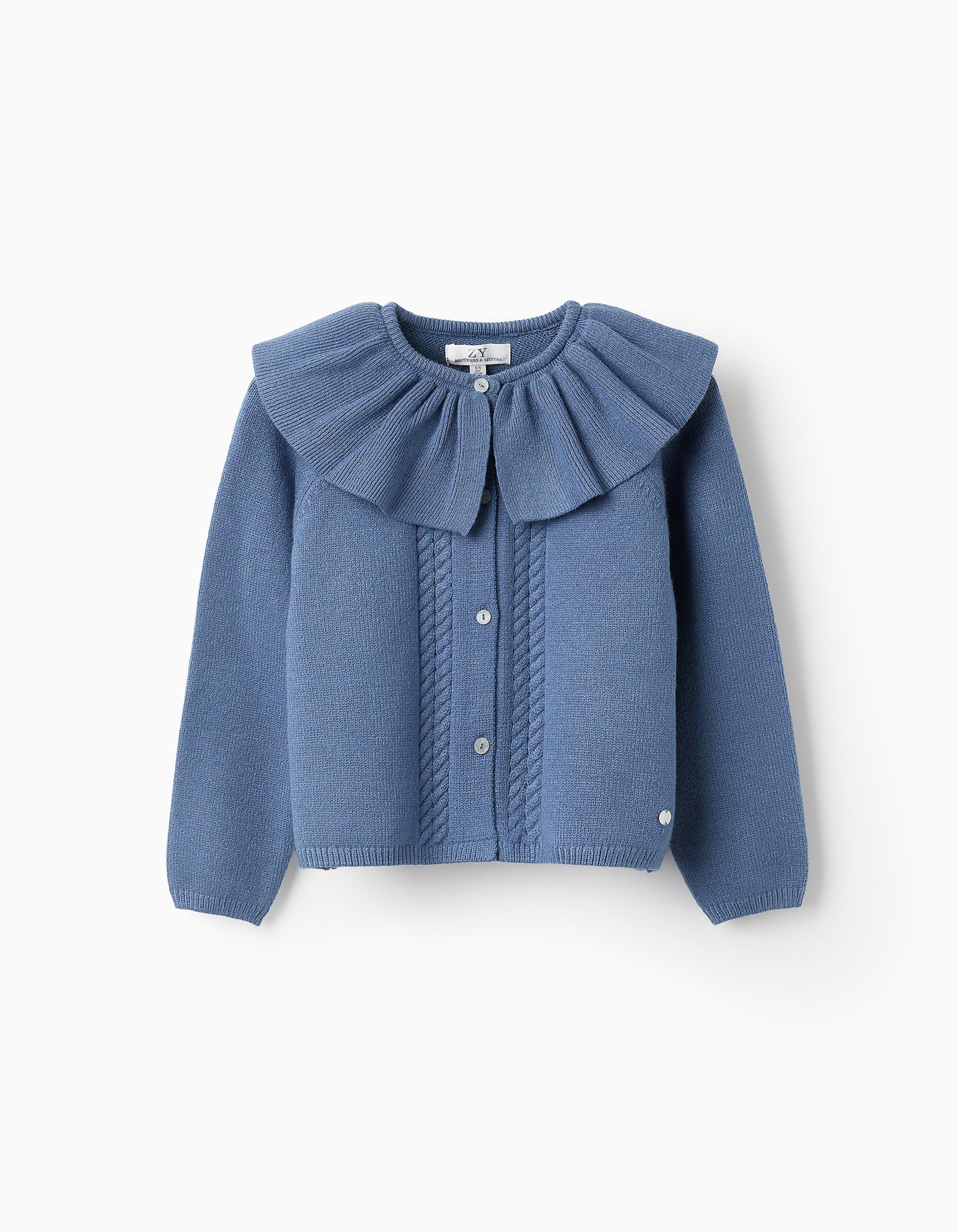 Gilet en Maille avec Volants pour Fille 'B&S', Bleu