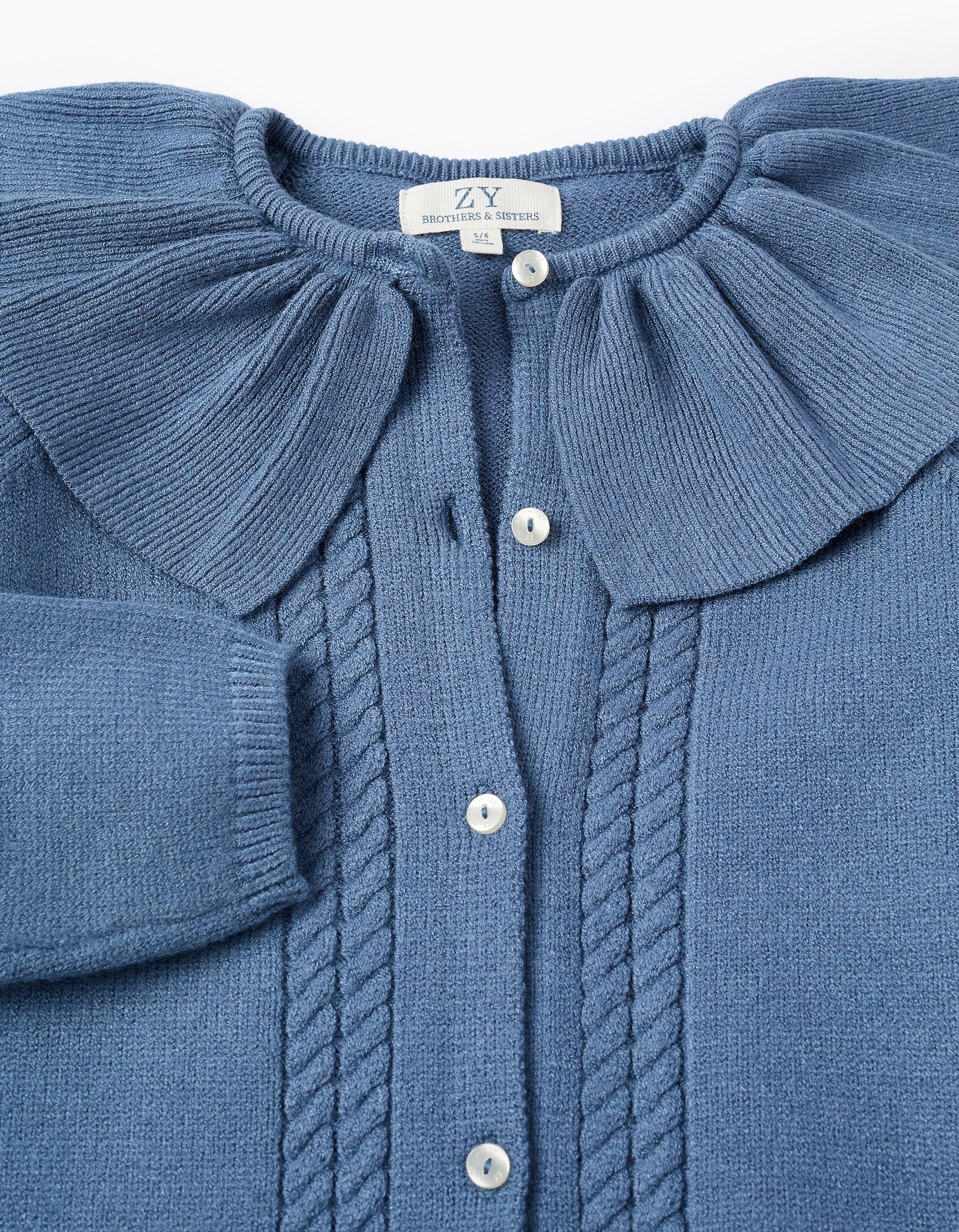 Chaqueta de Punto con Volantes para Niña 'B&S', Azul