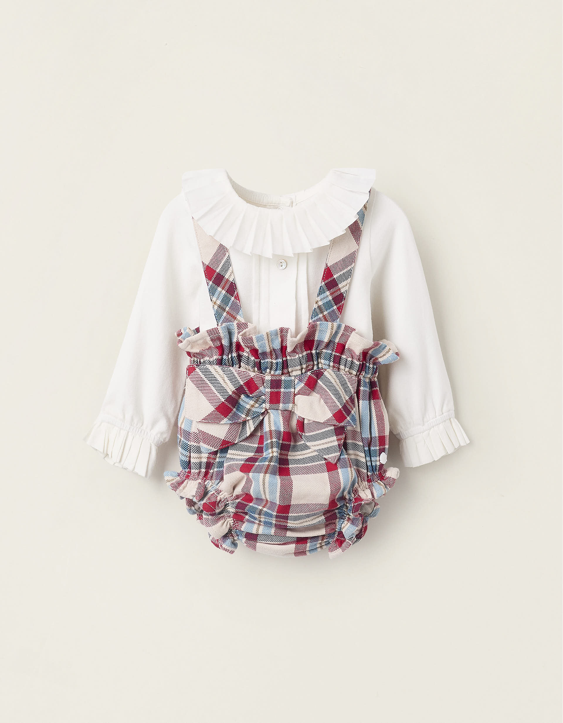 Bodysuit + Checked Bloomers for Newborn Girls 'You&Me', Multicolour