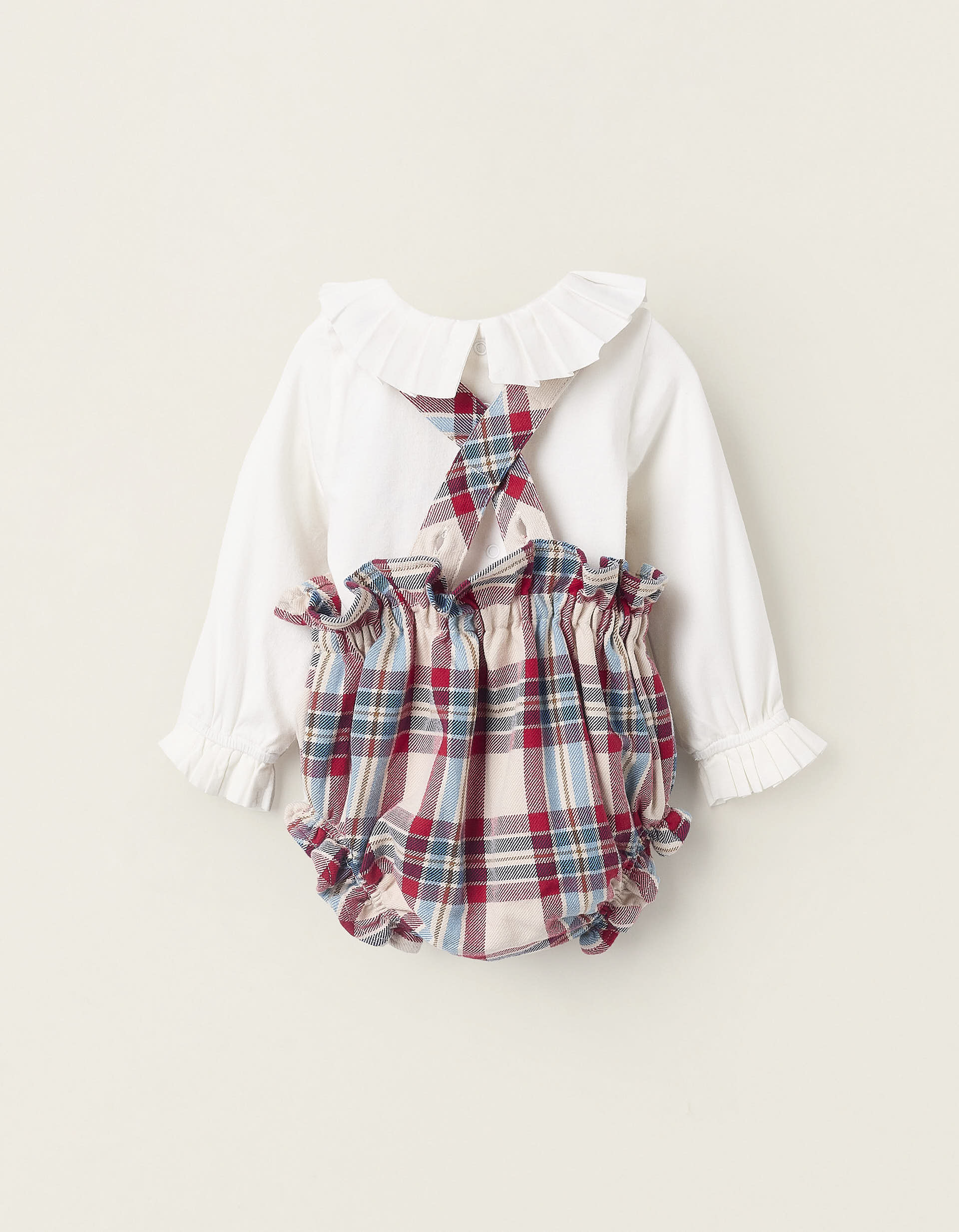 Bodysuit + Checked Bloomers for Newborn Girls 'You&Me', Multicolour