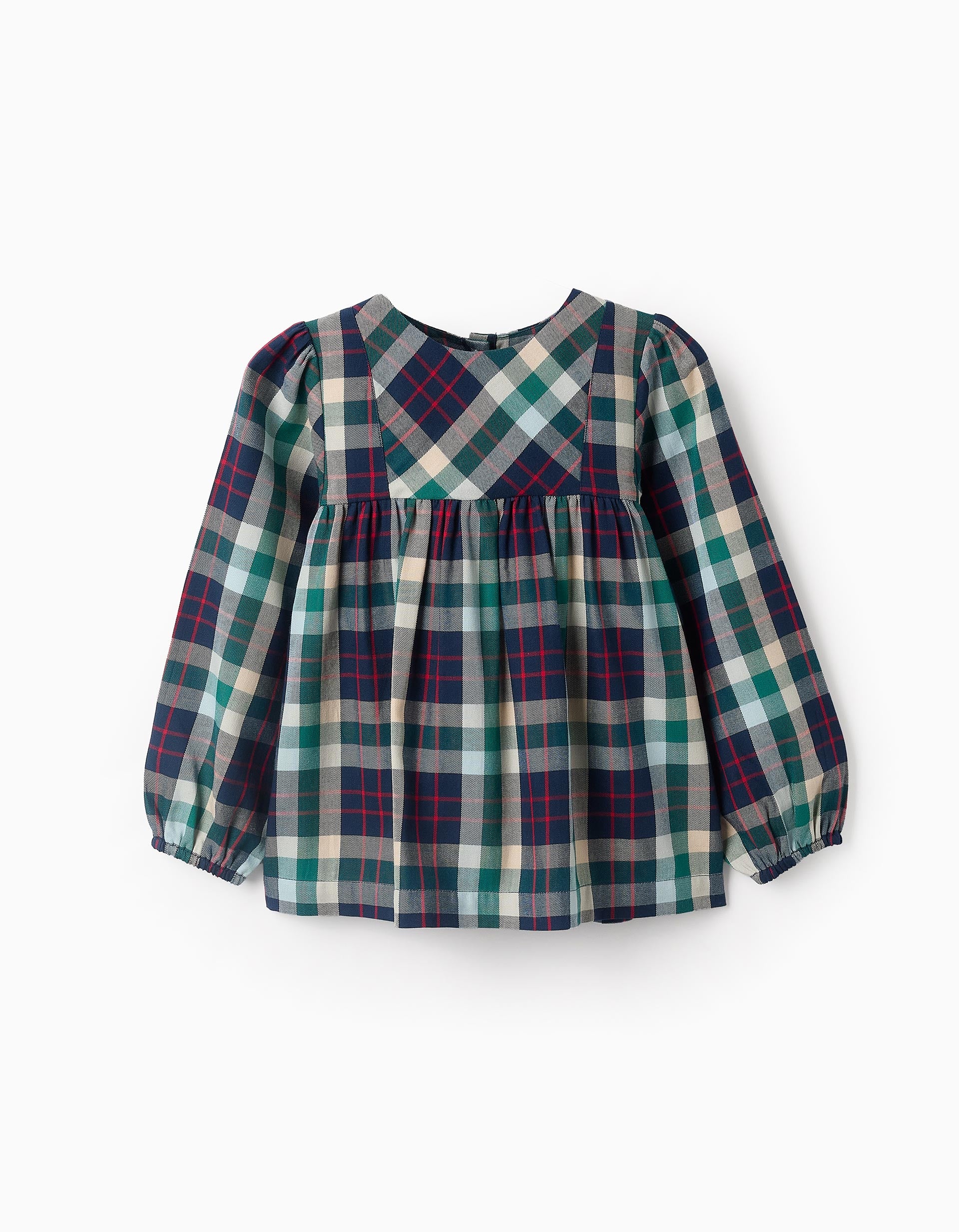 Checked Blouse for Girls 'B&S', Green