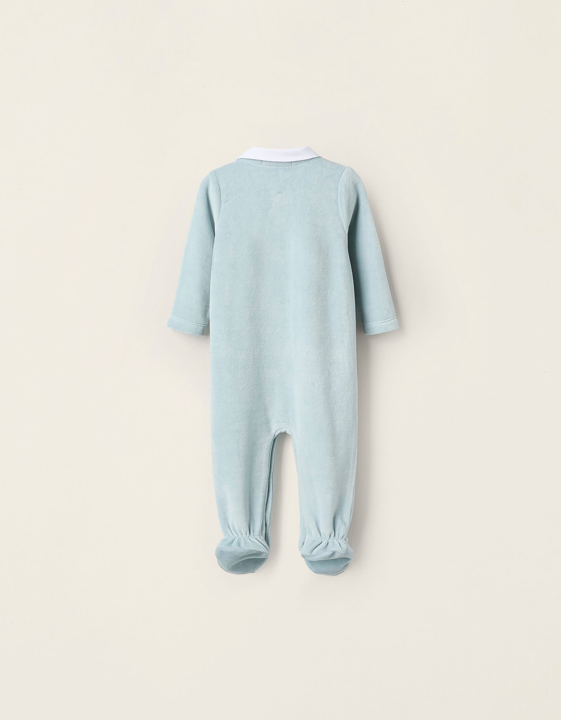 Babygrow de Veludo com Plissado para Recém-Nascido, Azul