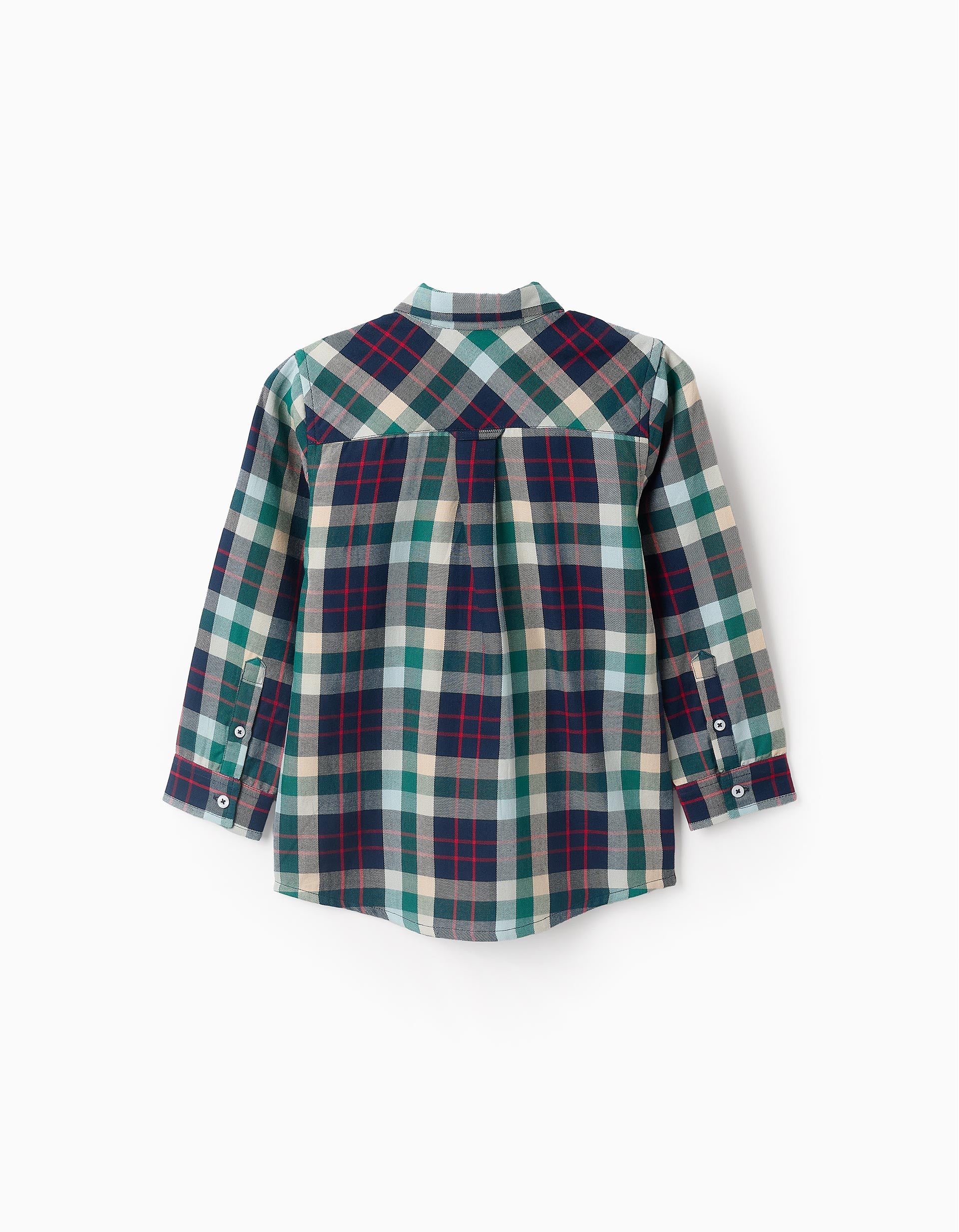 Camisa de Algodón con Cuadros para Niño 'B&S', Verde