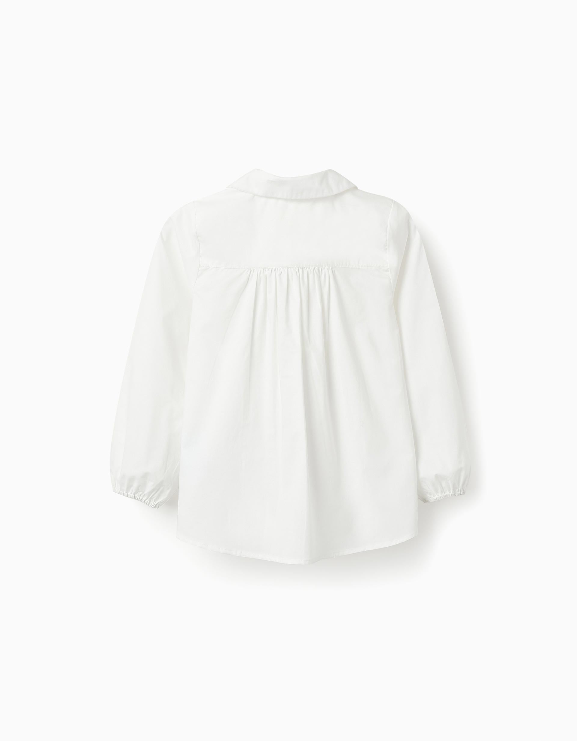 Camisa de Algodón para Niña, Blanco