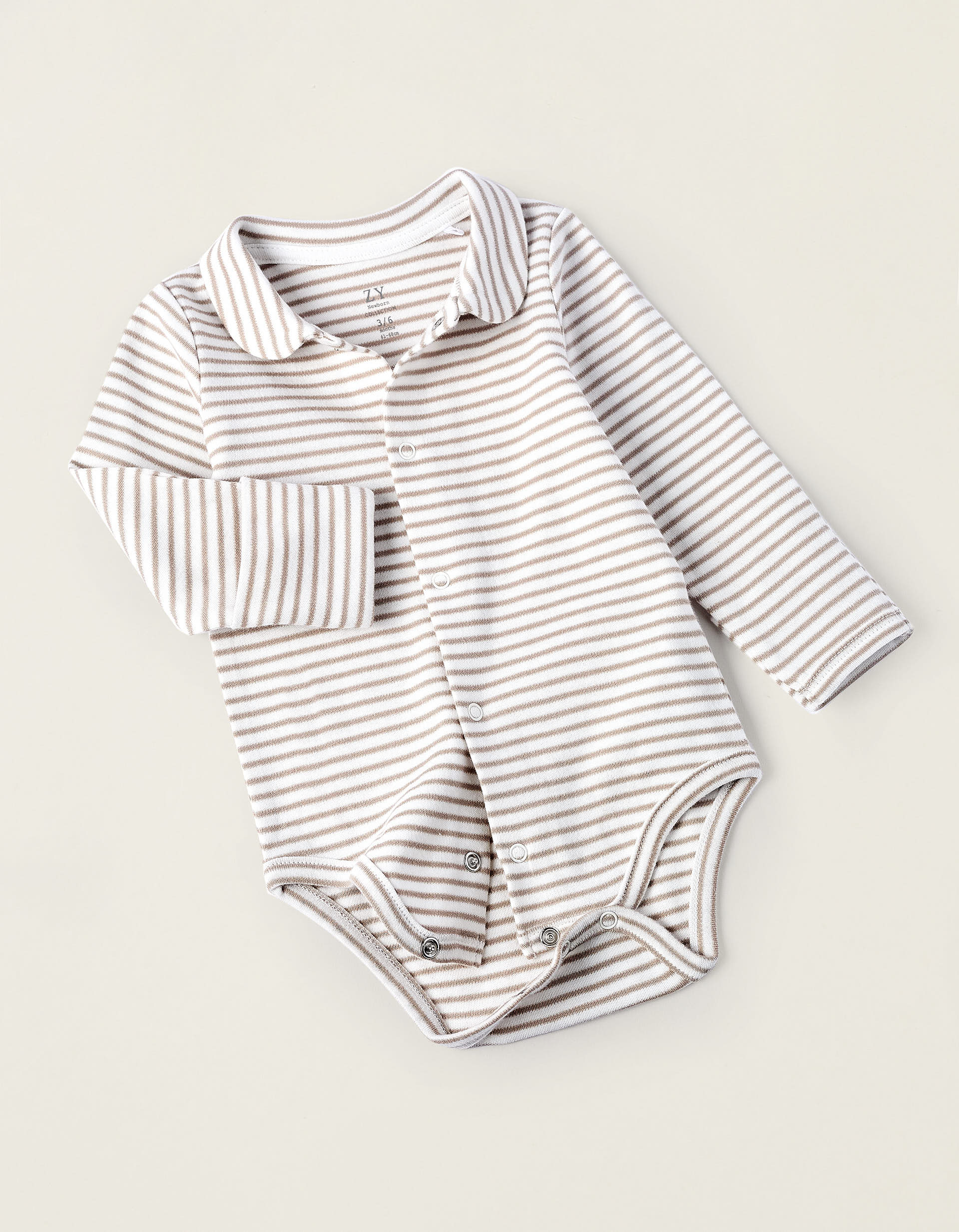 Bodysuit + Velours Jumpsuit for Newborn Boys, Beige/White