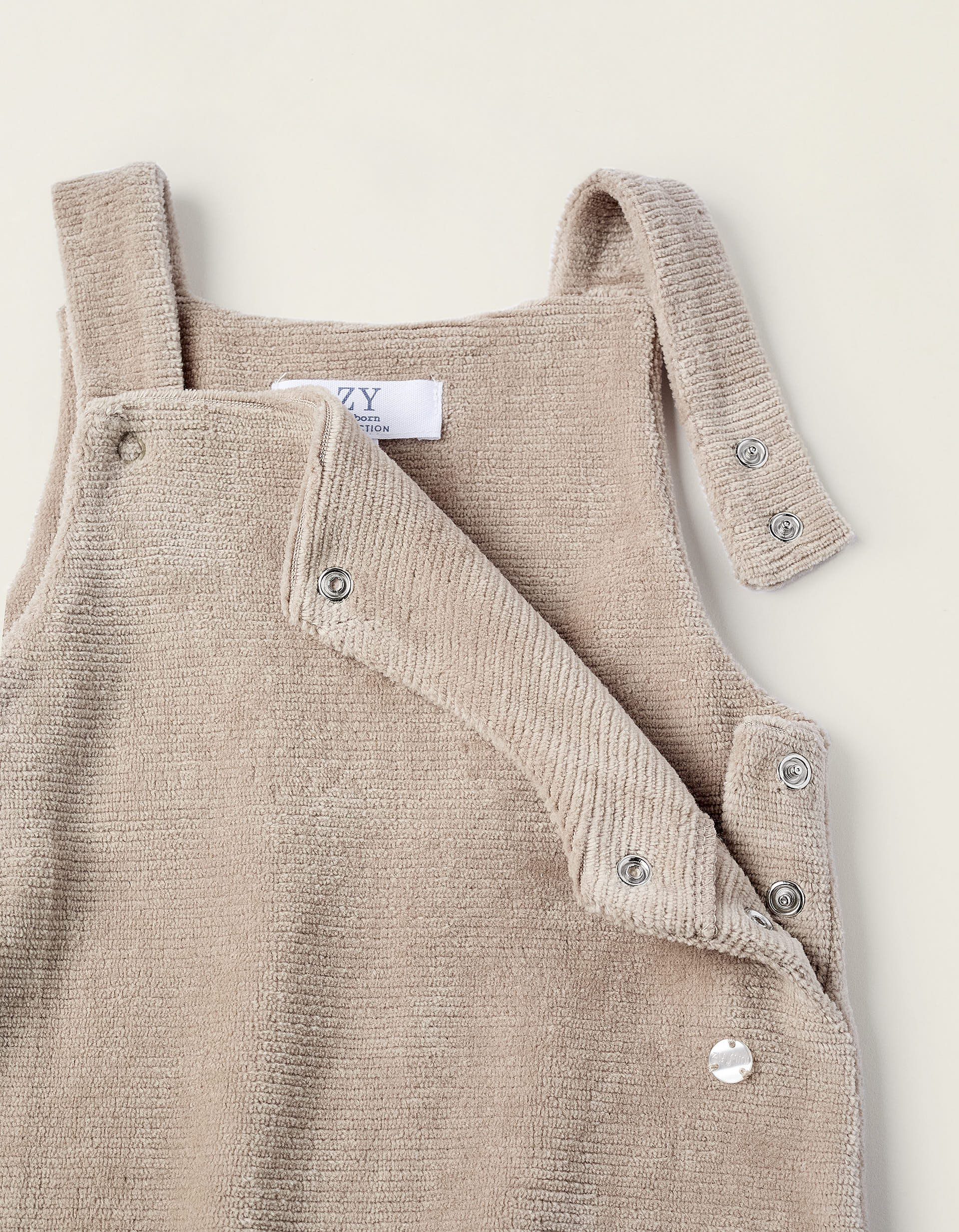 Bodysuit + Velours Jumpsuit for Newborn Boys, Beige/White