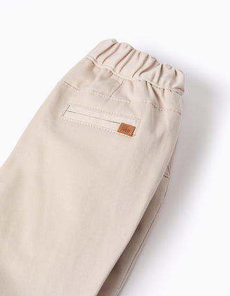 Pantalón de Sarga con Tirantes Desmontables para Recién Nacido, Beige