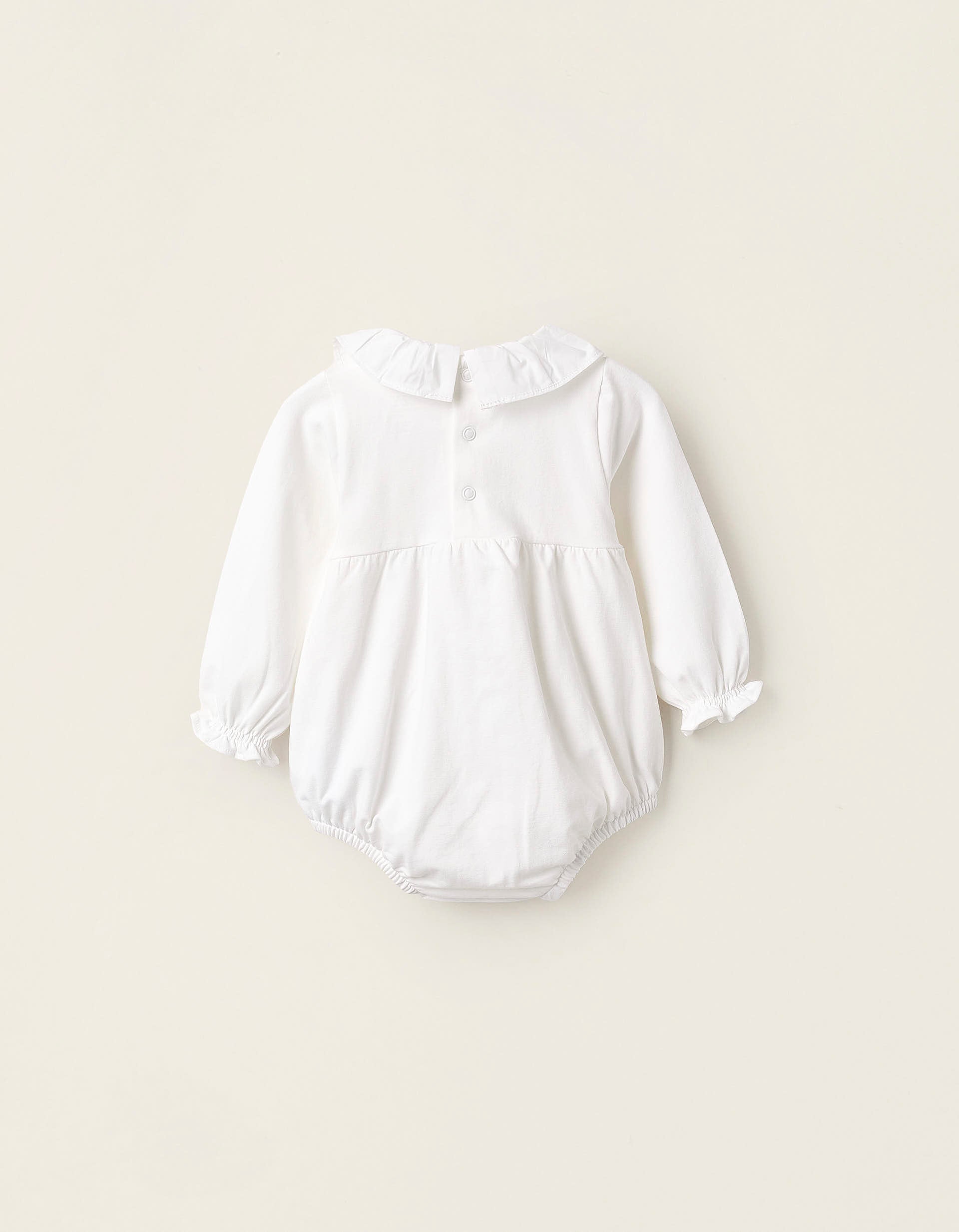 Body-Blusa com Folhos para Recém-Nascida, Branco