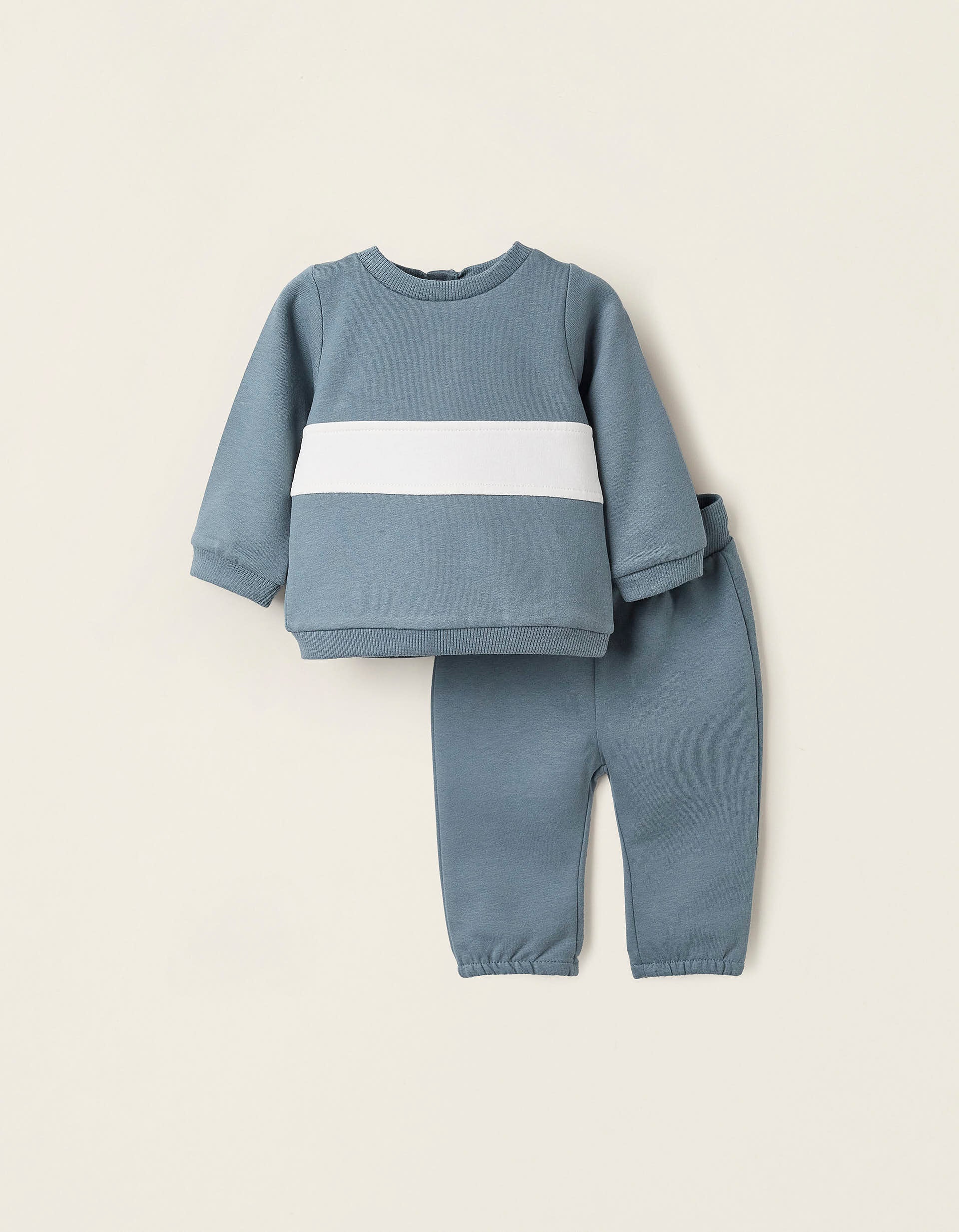 Sweatshirt + Footed Trousers for Newborns, Blue