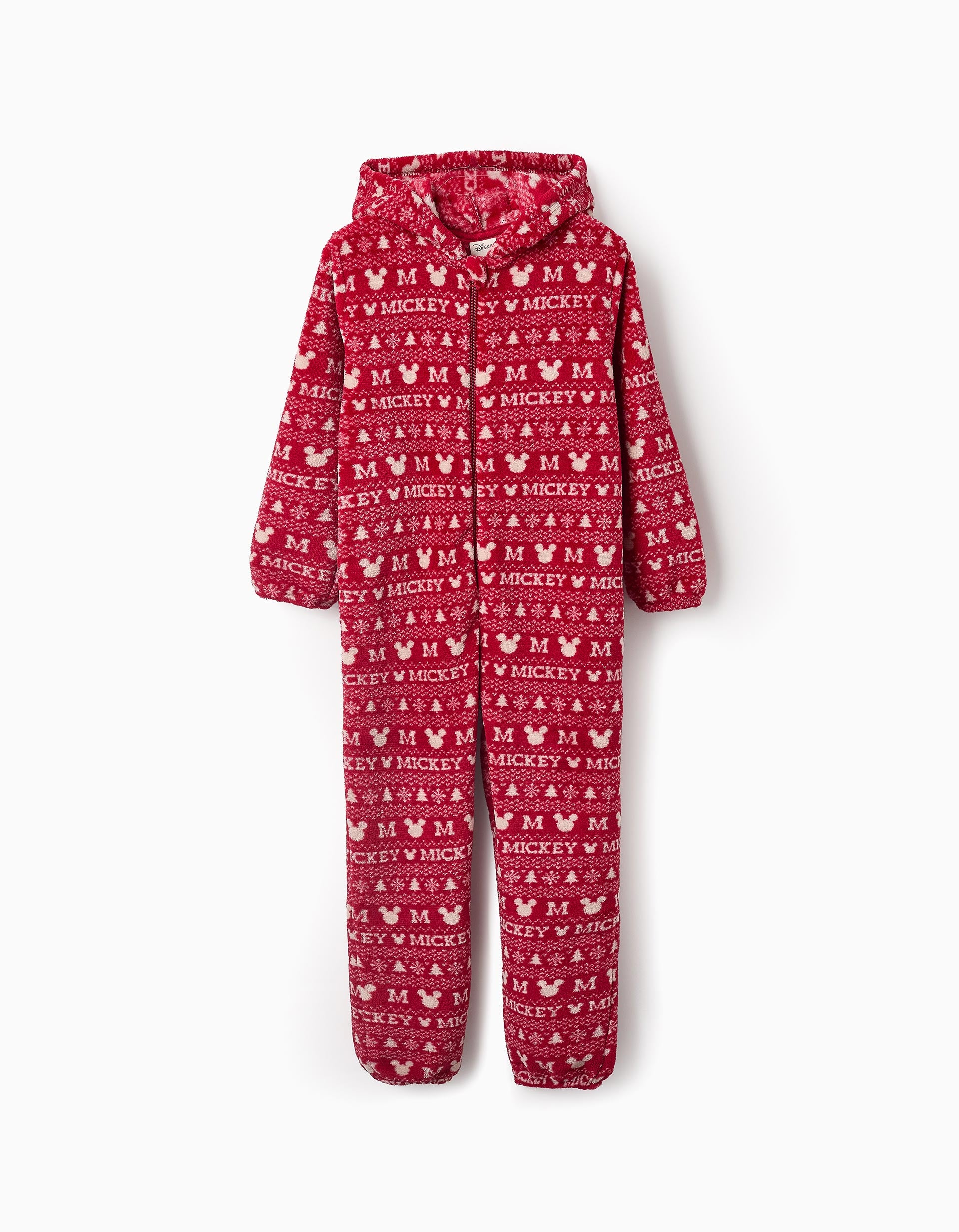 Fleece Hooded Onesie for Children 'Mickey', Red