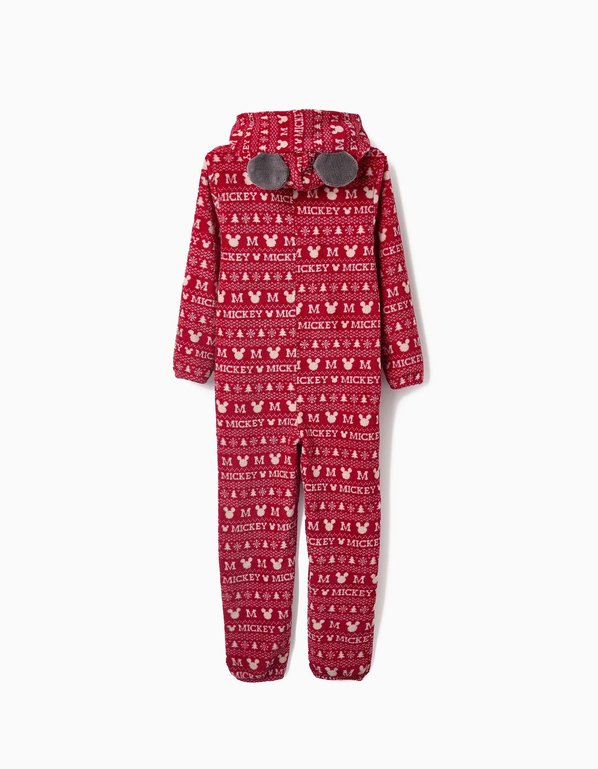 Fleece Hooded Onesie for Children 'Mickey', Red