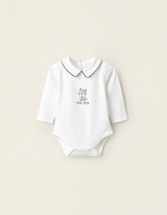 Body avec Col Contrasté pour Nouveau-née 'Renard', Blanc