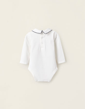 Body avec Col Contrasté pour Nouveau-née 'Renard', Blanc