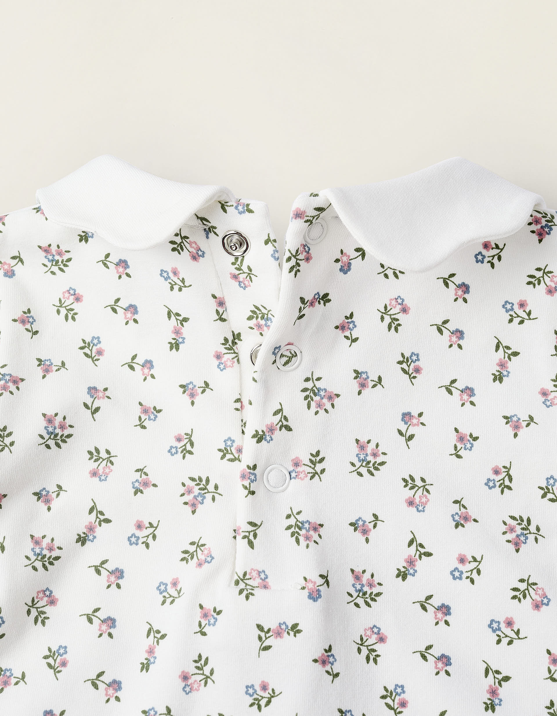 Body Floral com Drapeado para Recém-Nascida, Branco