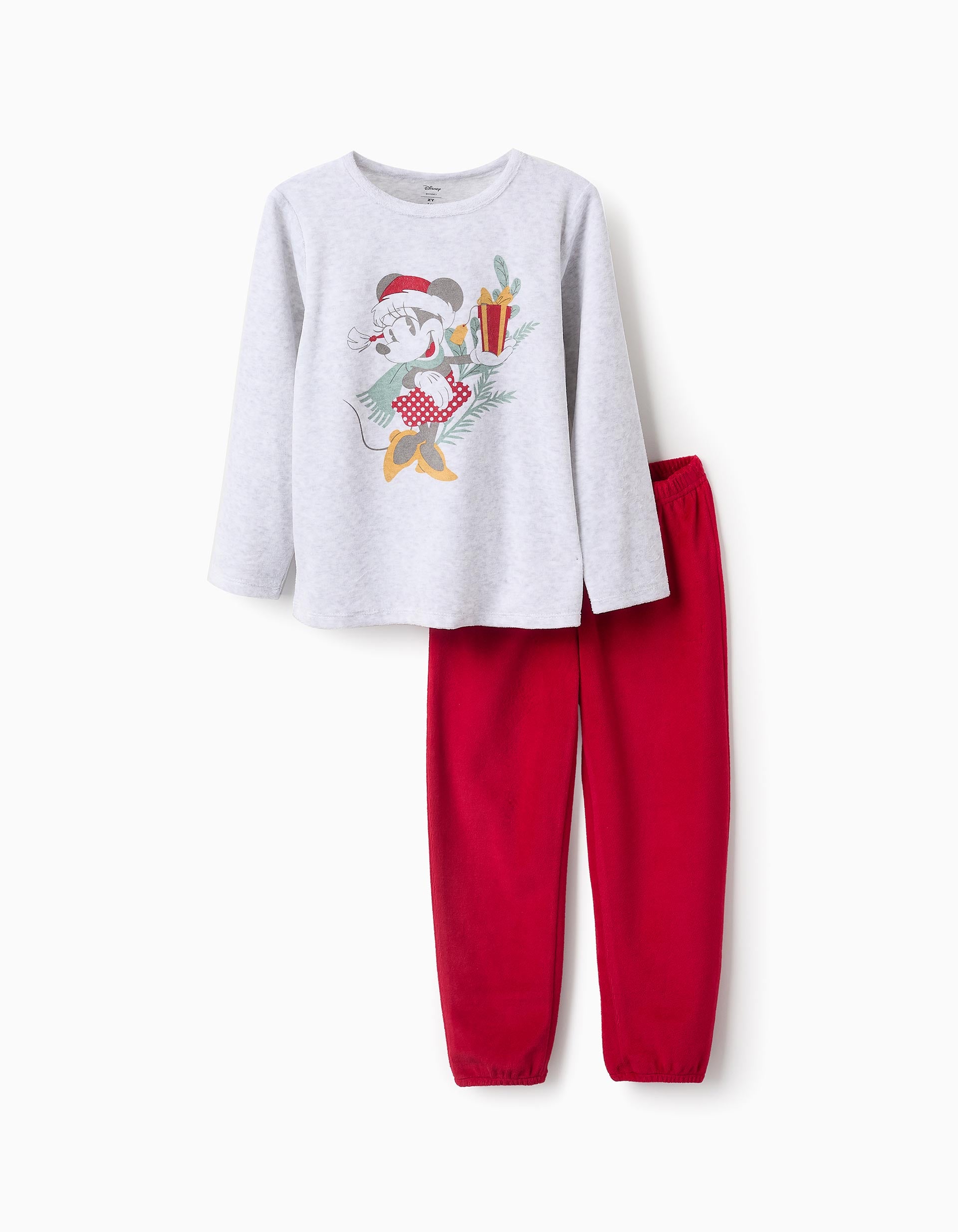 Pijama de Veludo para Menina 'X-Mas Minnie', Cinza/Vermelho