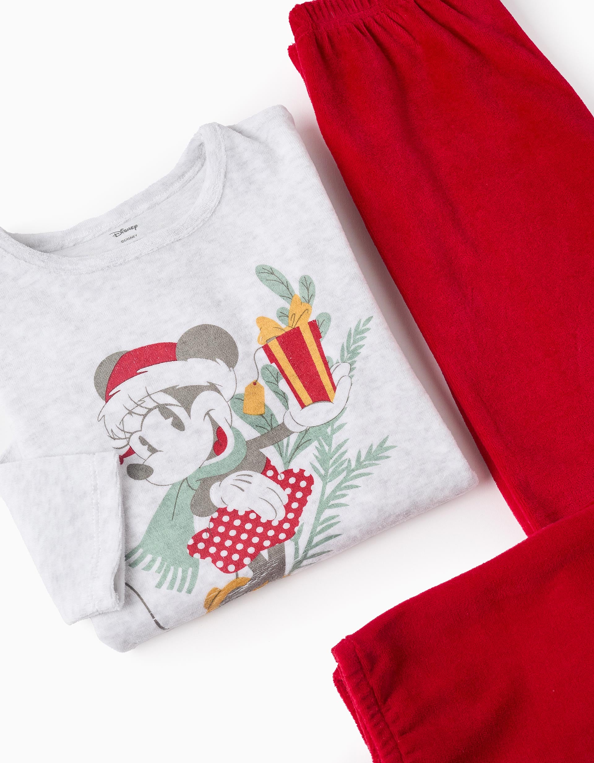 Pyjama en Velours pour Fille 'X-Mas Minnie', Gris/Rouge