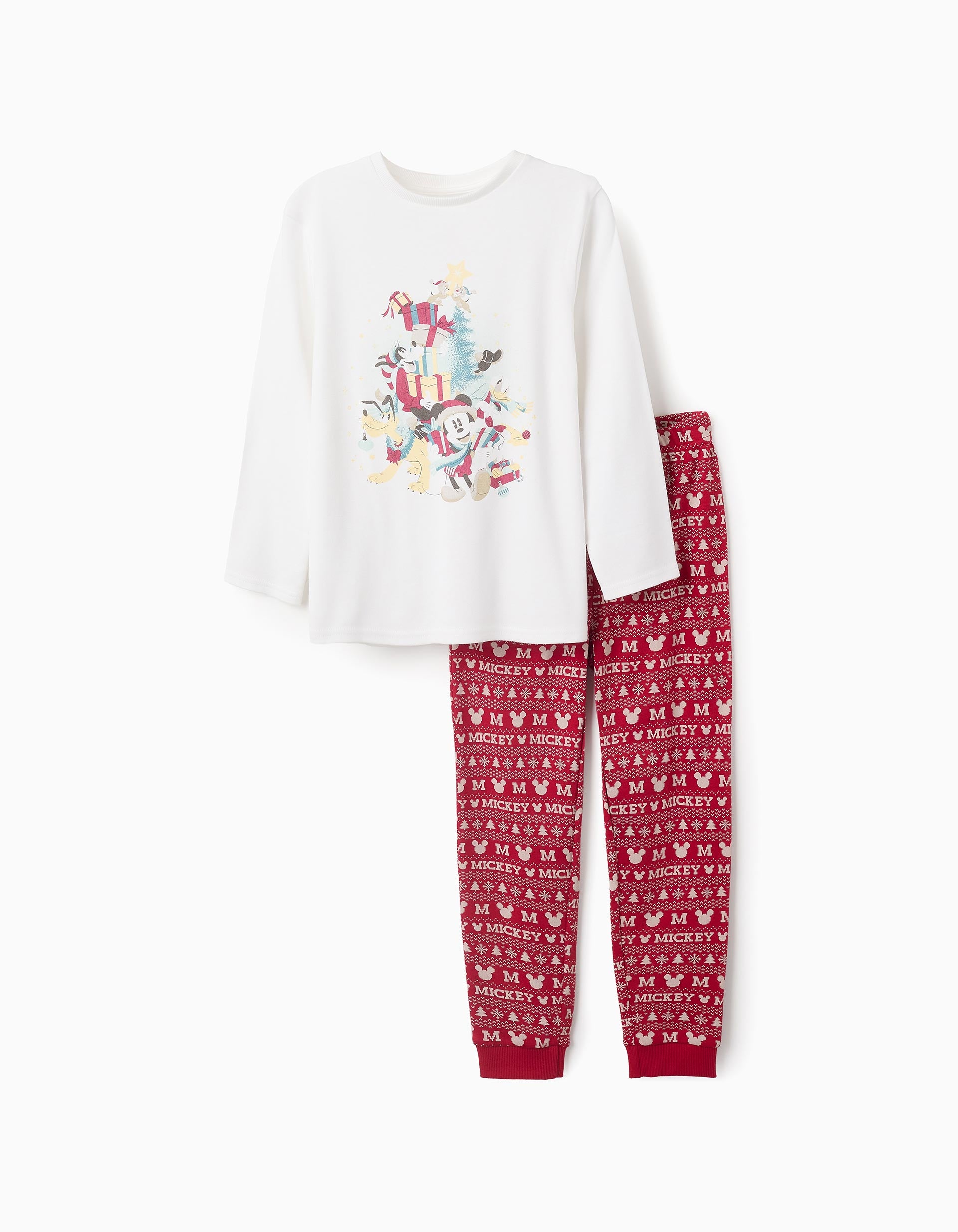 Cotton Pyjama for Boys 'X-Mas Mickey', White/Red