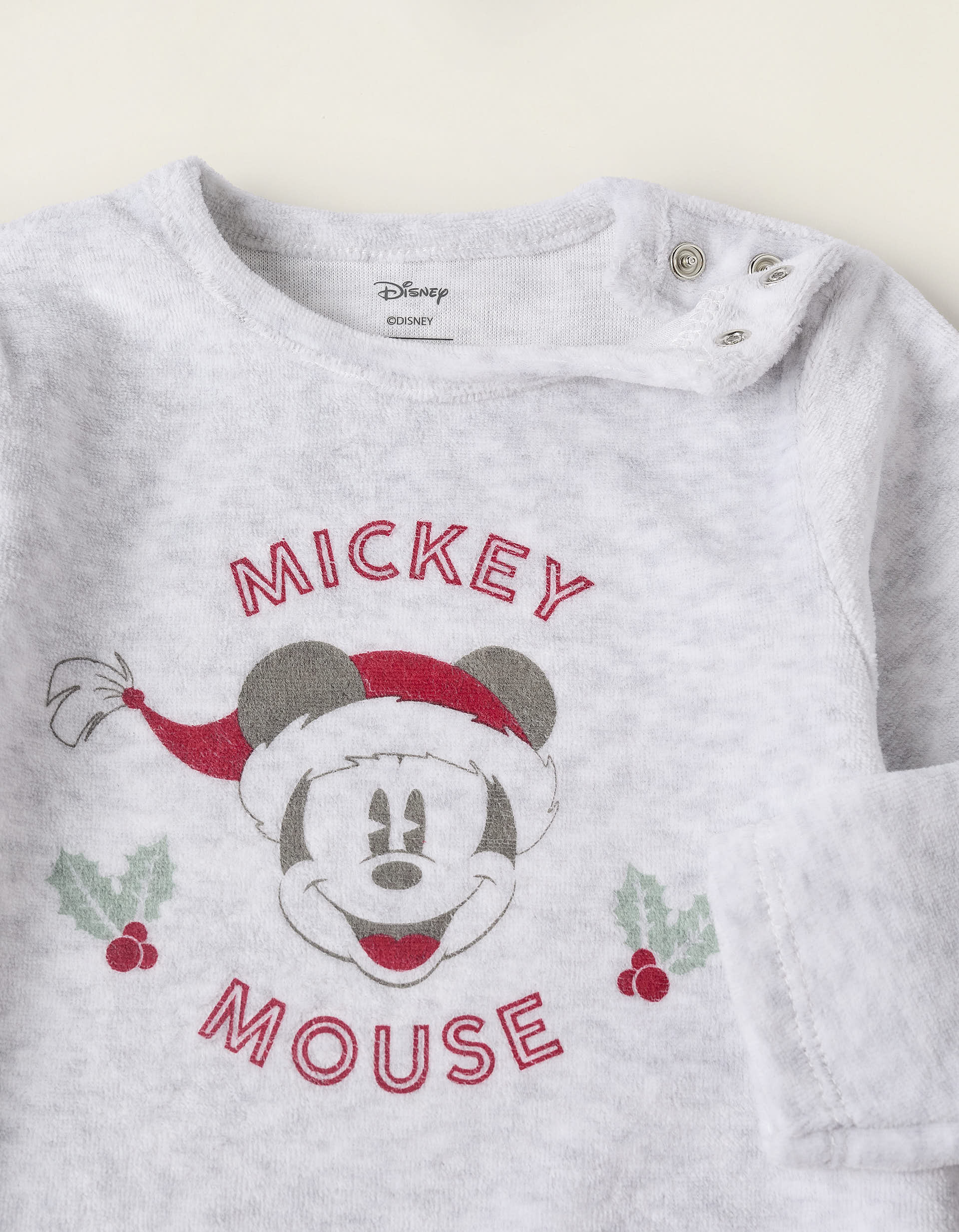 Velours Sleepsuit for Baby Boys 'X-Mas Mickey', Grey