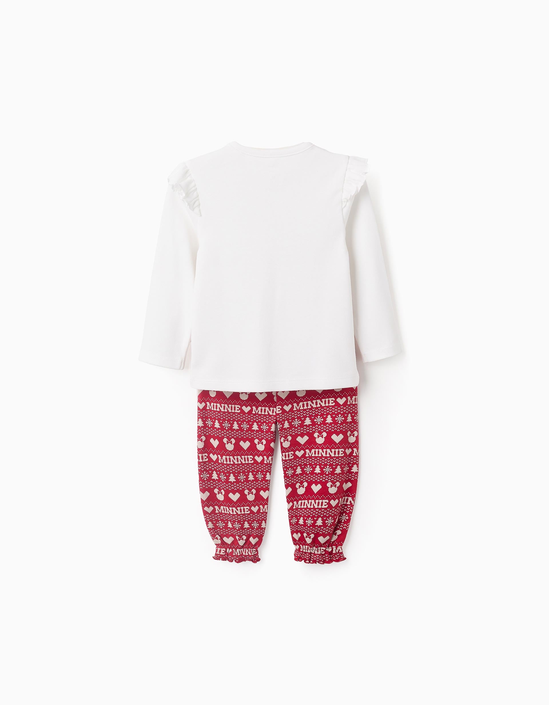 Pijama de Algodão para Bebé Menina 'X-Mas Minnie', Branco/Vermelho