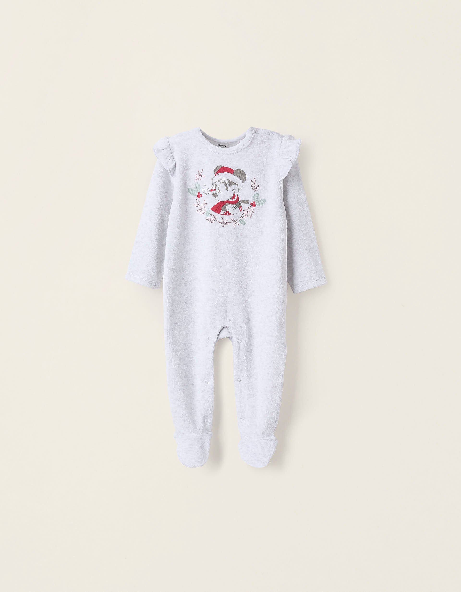 Velours Sleepsuit for Baby Girls 'X-Mas Minnie', Grey