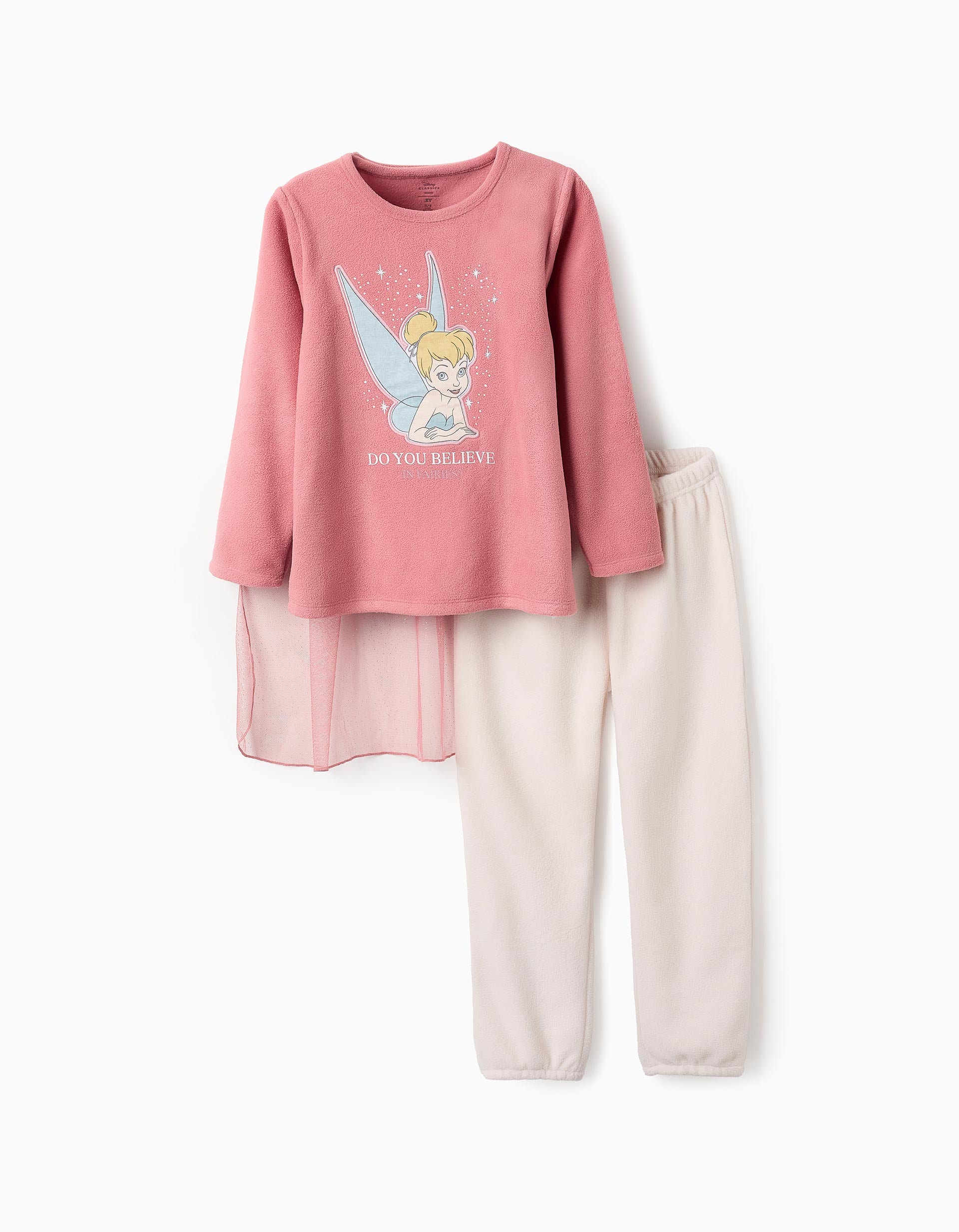 Pijama Polar com Capa de Tule Amovível para Menina 'Sininho', Rosa