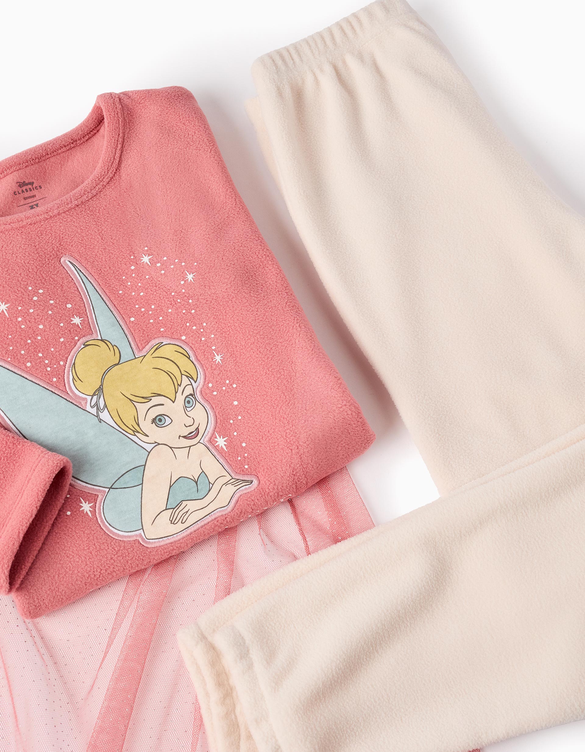 Pijama Polar com Capa de Tule Amovível para Menina 'Sininho', Rosa