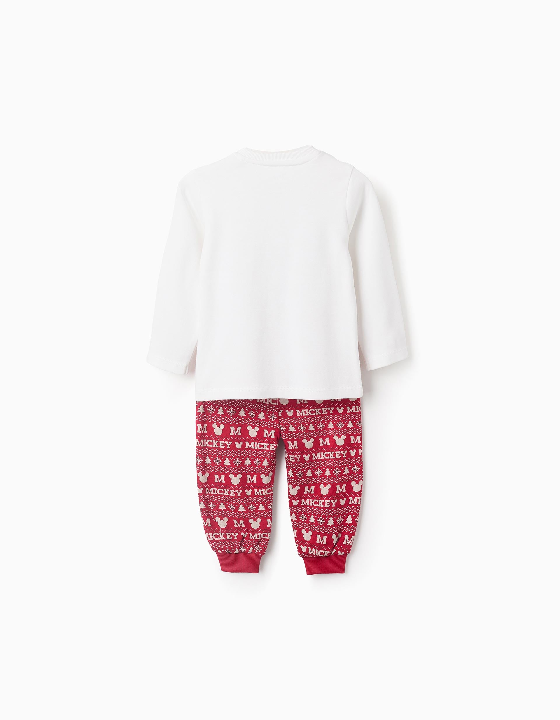 Pijama de Algodón para Bebé Niño 'X-Mas Mickey', Blanco/Rojo