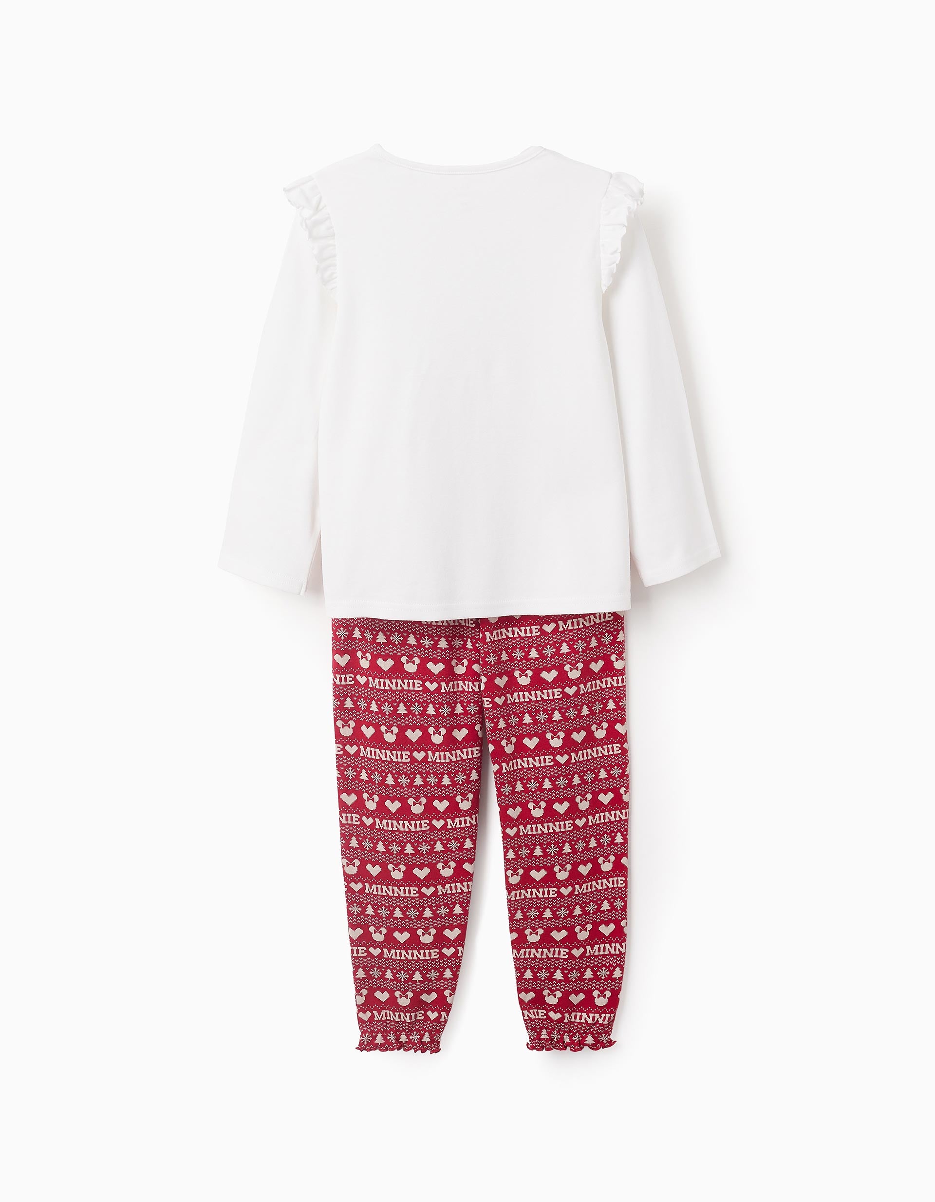 Pyjama en Coton pour Fille 'X-Mas Minnie', Blanc/Rouge