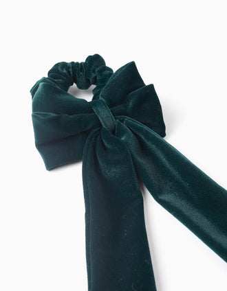 Scrunchie com Laço de Veludo para Bebé e Menina, Verde