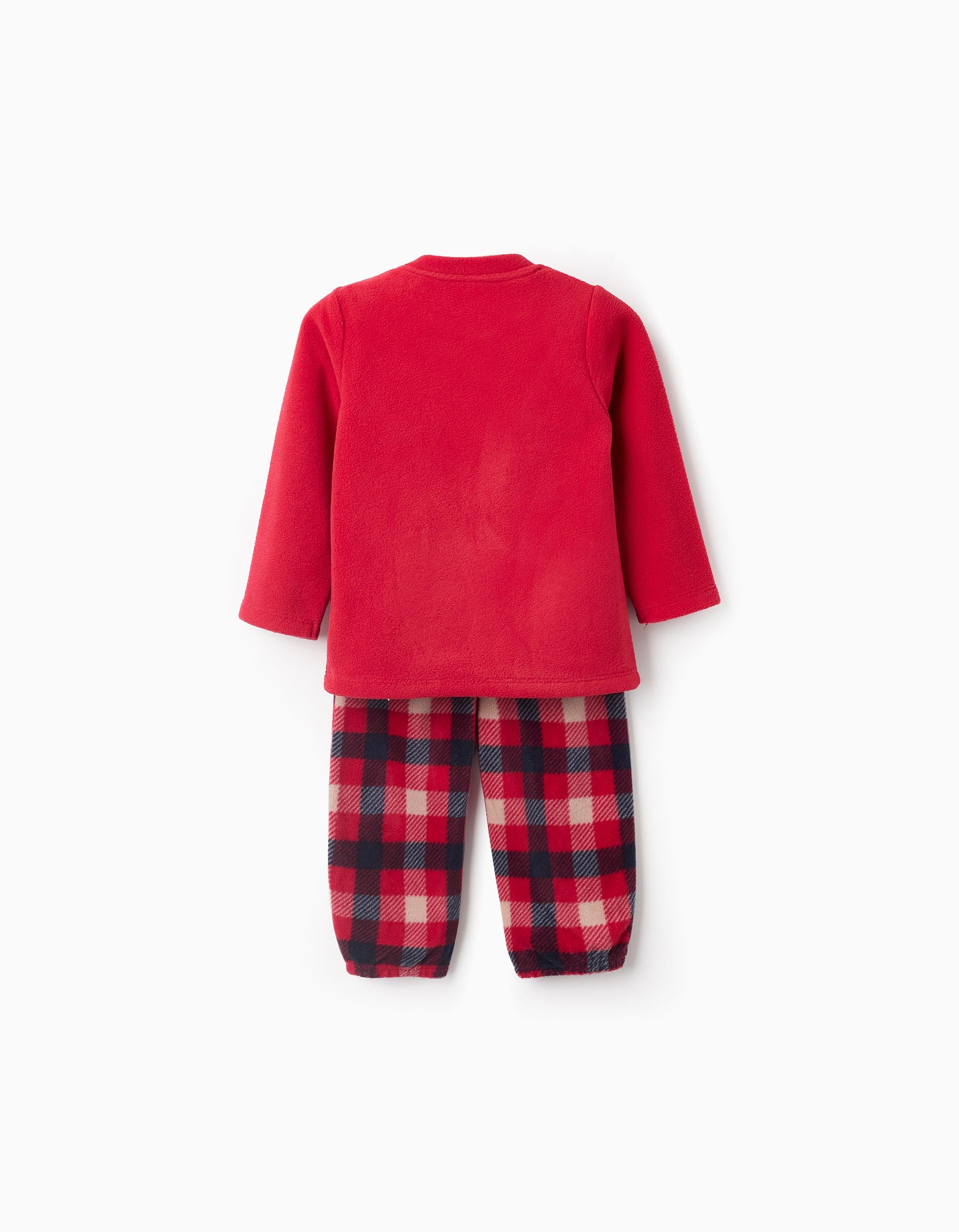 Pyjama Polaire pour Bébé Garçon avec Carreaux 'Renne', Rouge