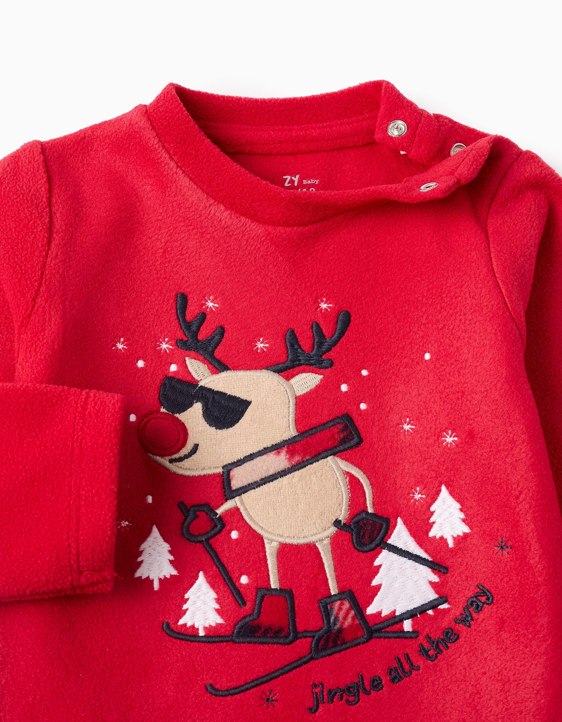 Polar Pyjama for Baby Boys with 'Reindeer' Check, Red