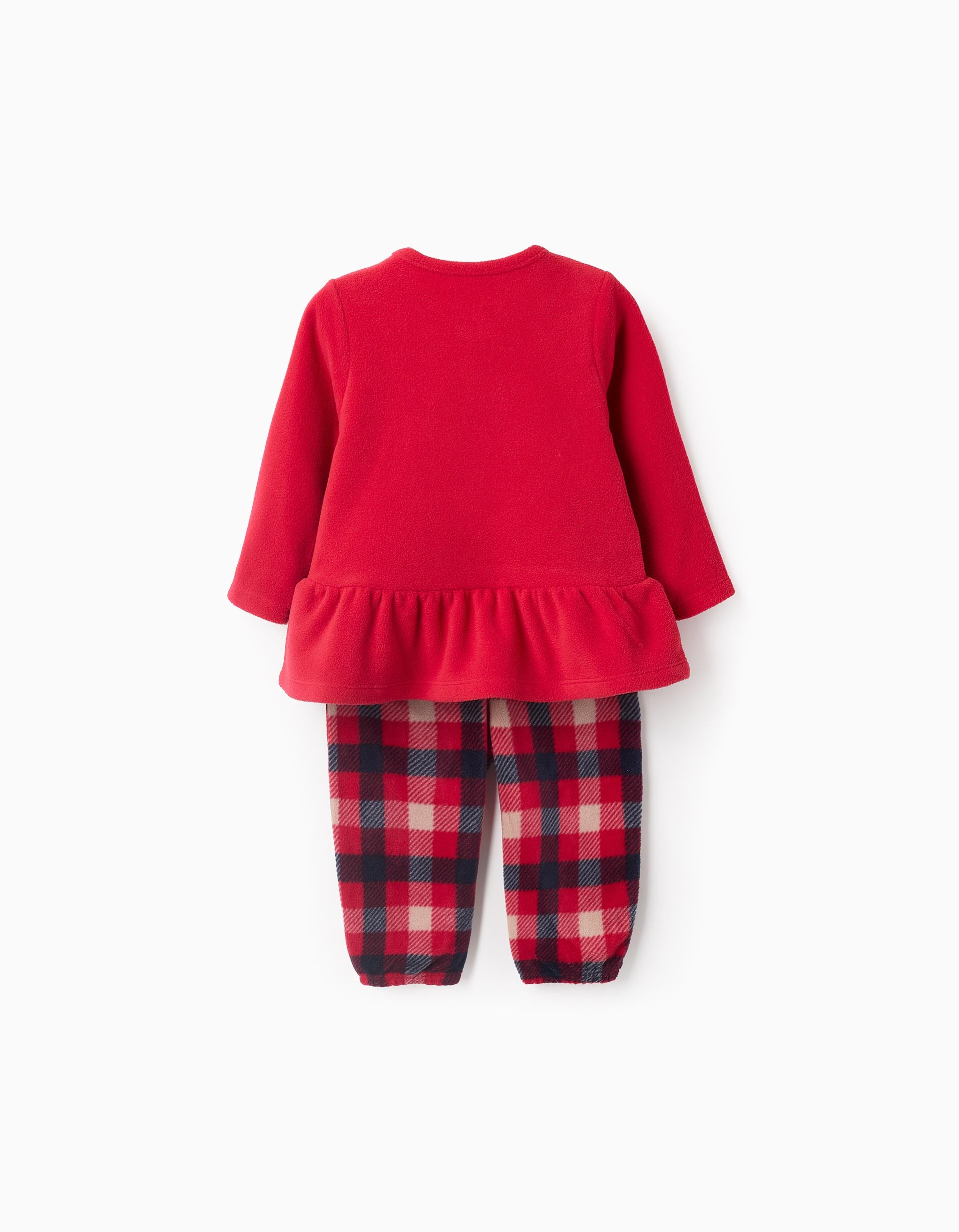 Pijama Polar para Bebé Menina com Xadrez 'Trenó', Vermelho