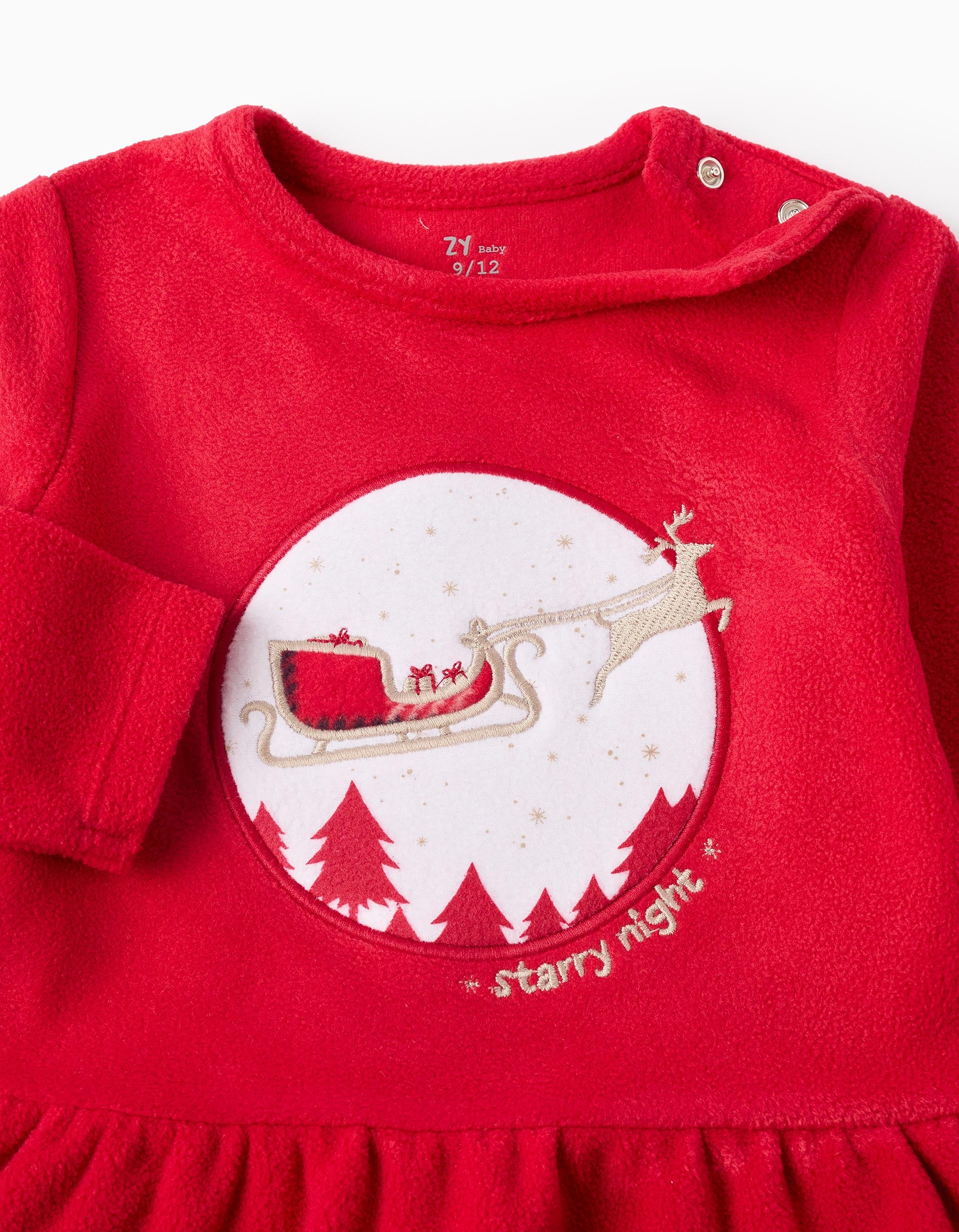 Pijama Polar para Bebé Niña con Cuadros 'Trineo', Rojo